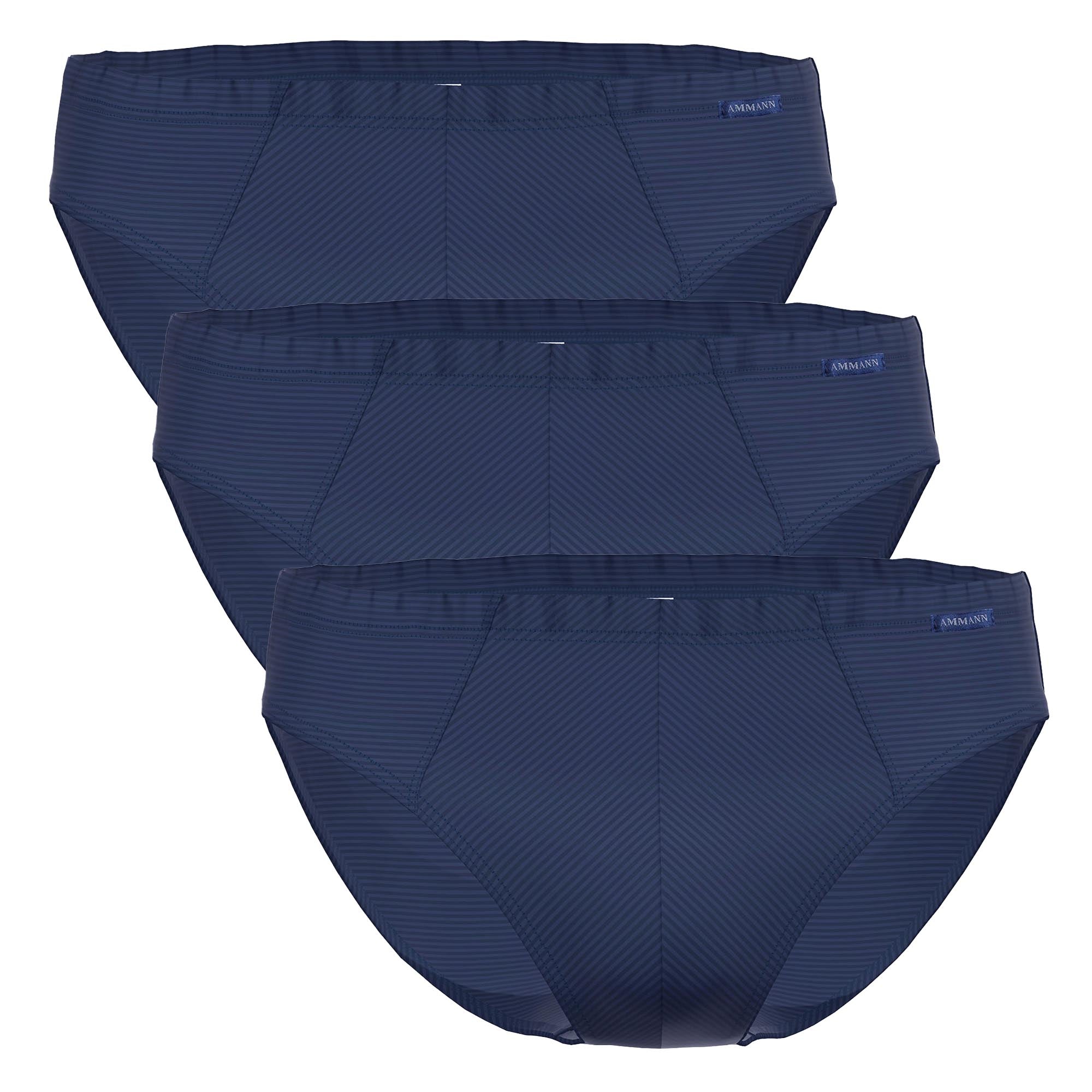 AMMANN Men's Briefs 3 pack - Cotton & More mini briefs, tone-on-tone stripes, cotton blend