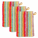 CAWÖ Waschhandschuh, 3er Pack - C Life Style multicolor, Waschlappen, gestreift, Walkfrottier