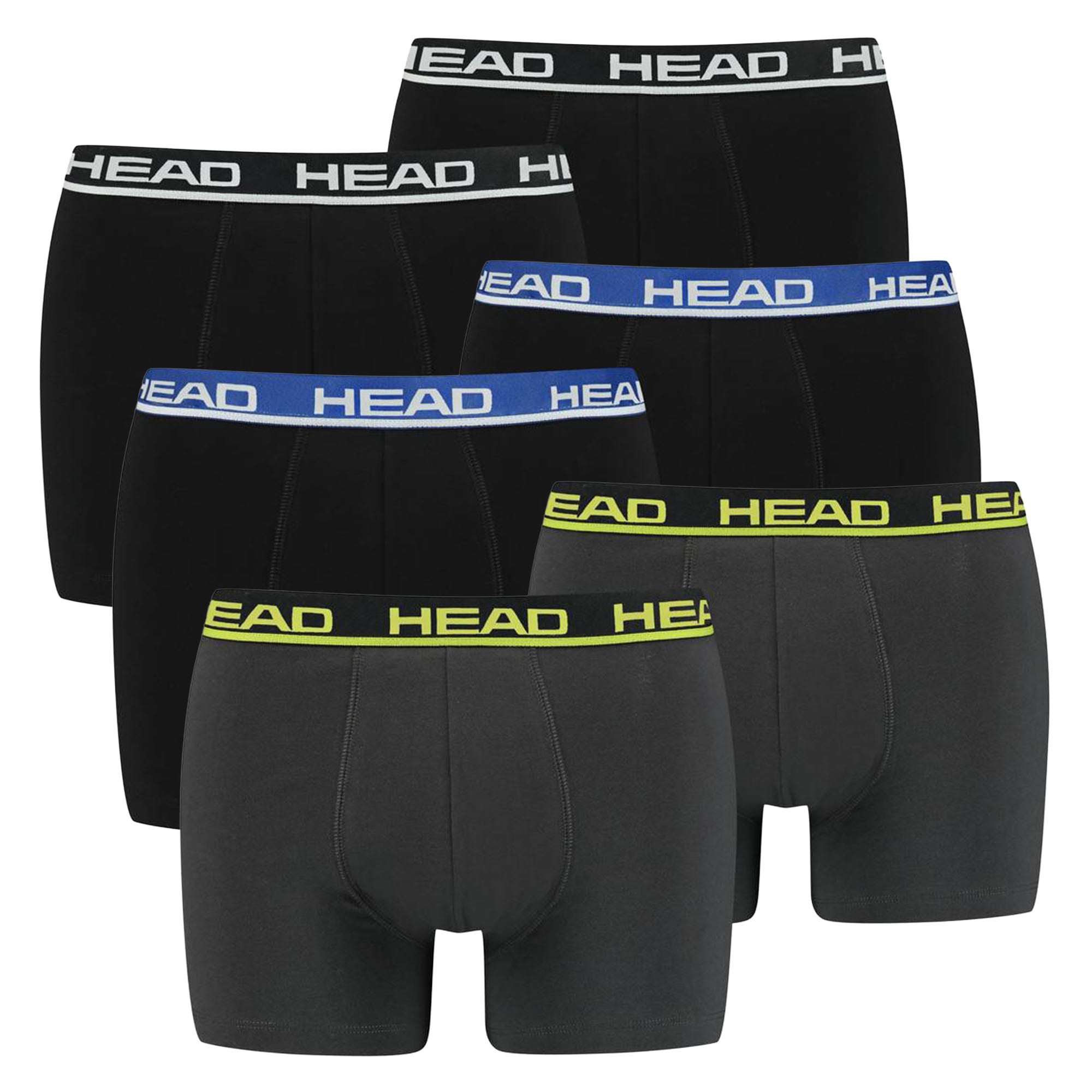 HEAD Men's Boxer Shorts, 6-Pack - Basic, Cotton Stretch, plain