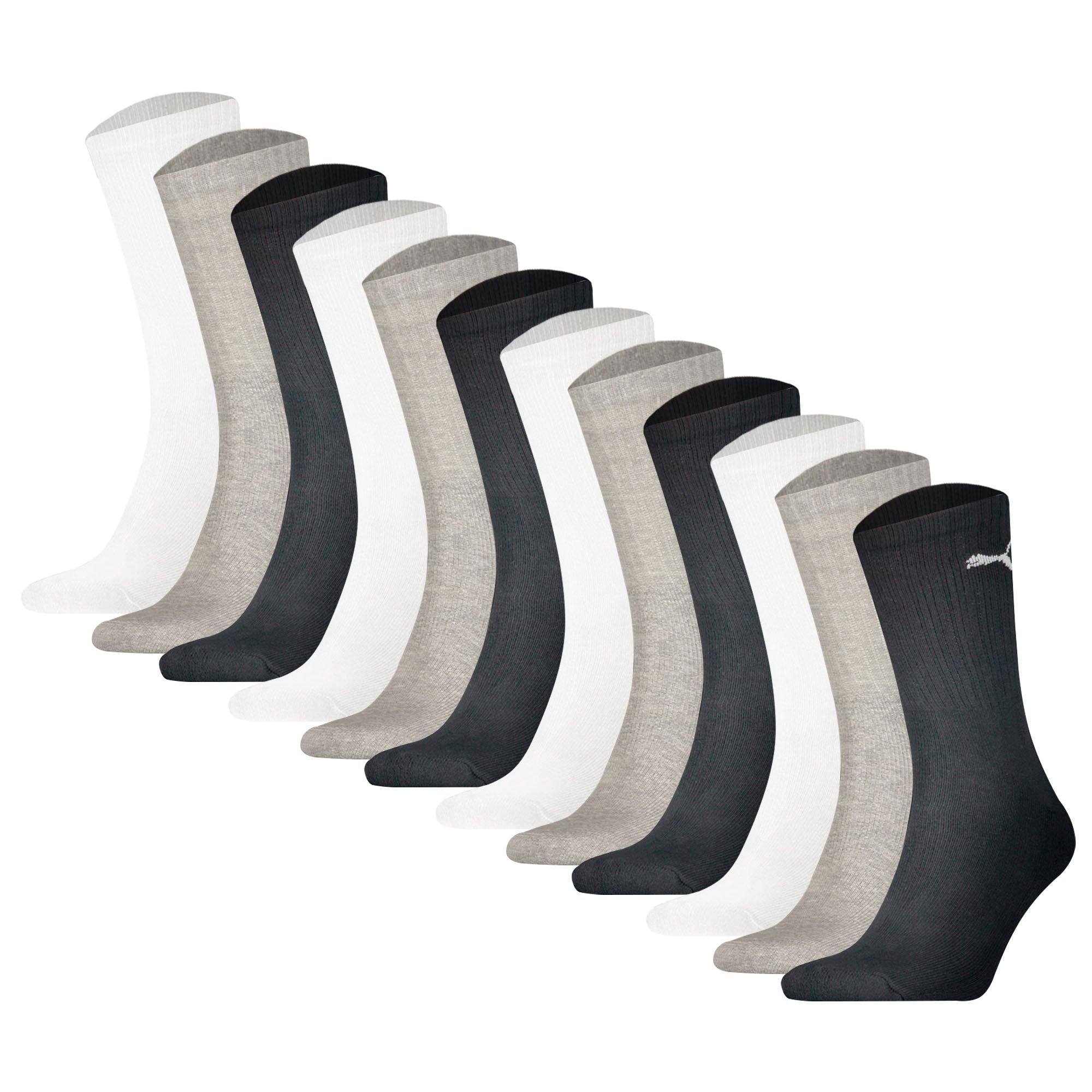 PUMA Unisex Sports Socks, 12-Pack - Sport Crew Socks, ECOM, Logo, plain