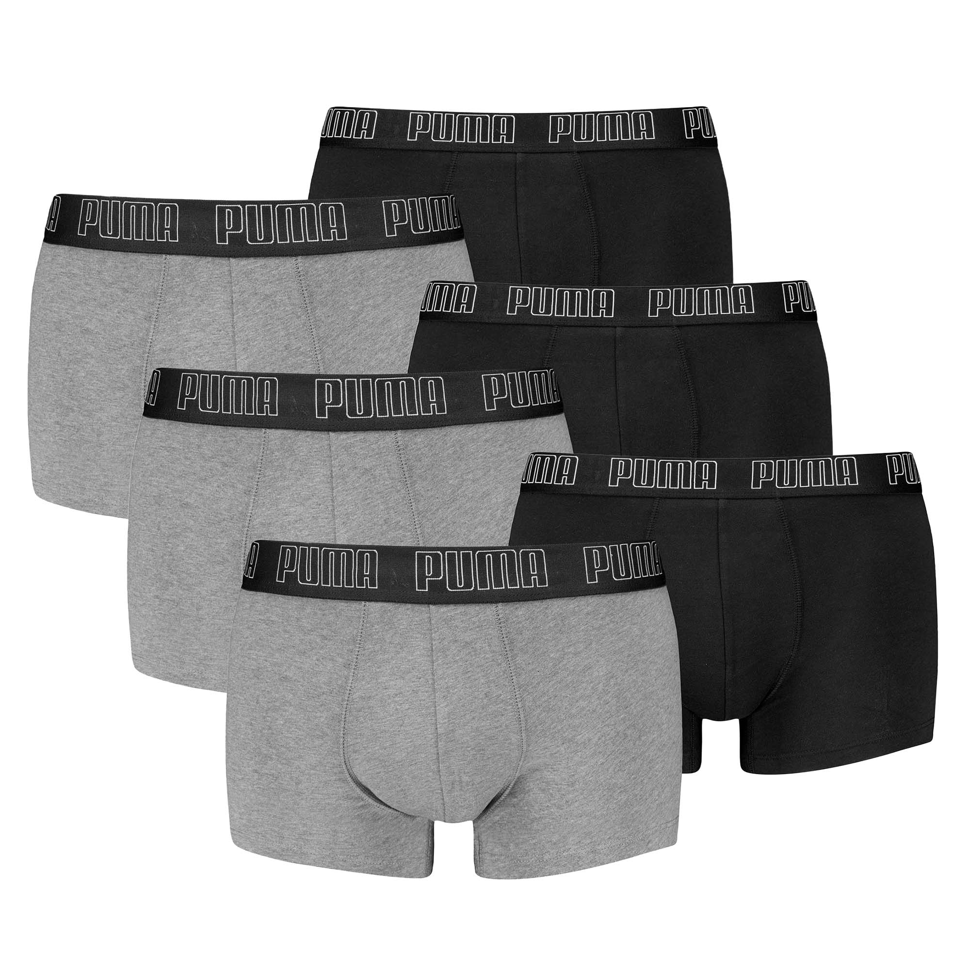 PUMA Herren Boxershorts, 6er Pack - Everyday Trunks 6P, Cotton Stretch, einfarbig