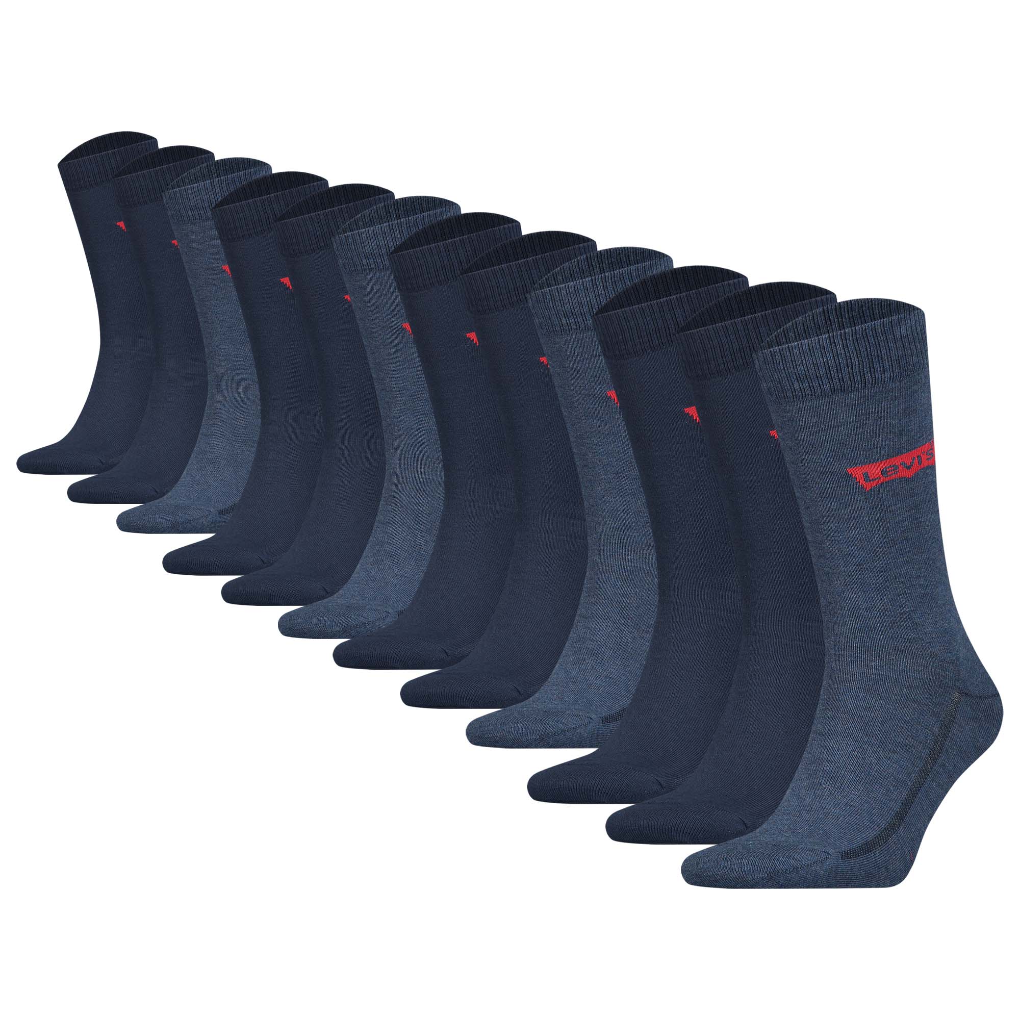 Levi's Herren Socken 12er Pack - Regular Cut Batwing, ECOM, Logo, einfarbig
