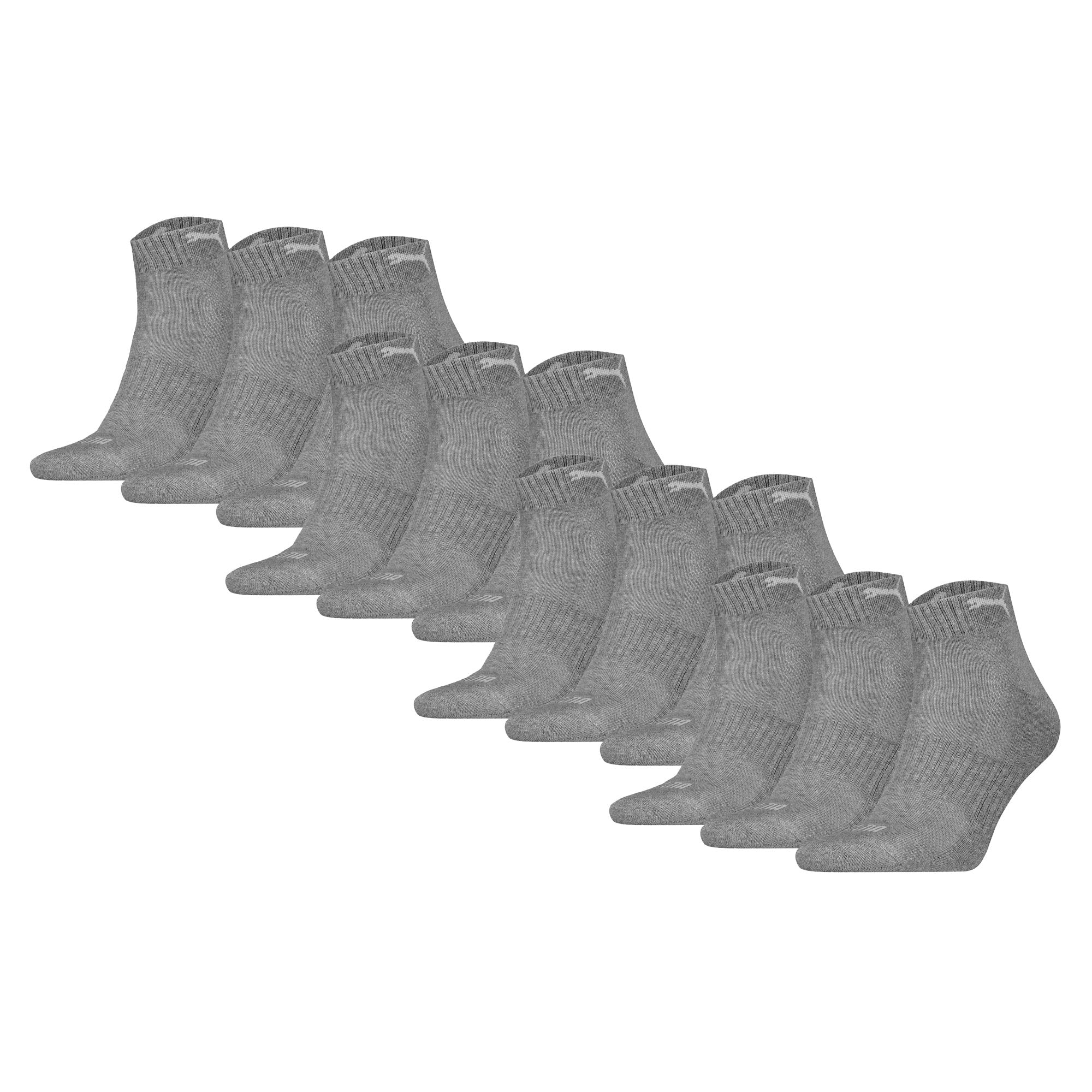 PUMA Unisex Quartersocken, 12er Pack - Cushioned Quarter 12P, Logo, einfarbig