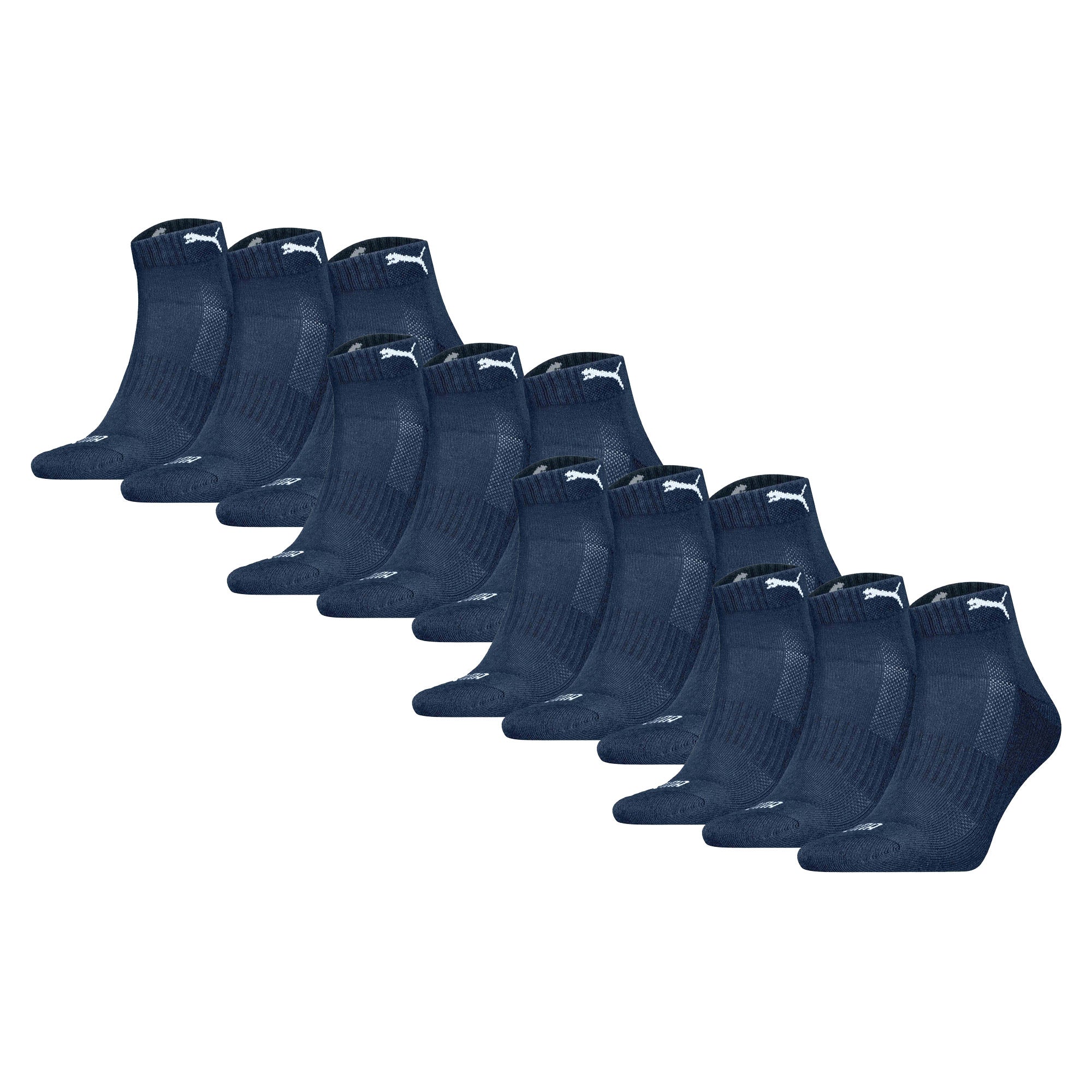 PUMA Unisex Quartersocken, 12er Pack - Cushioned Quarter 12P, Logo, einfarbig