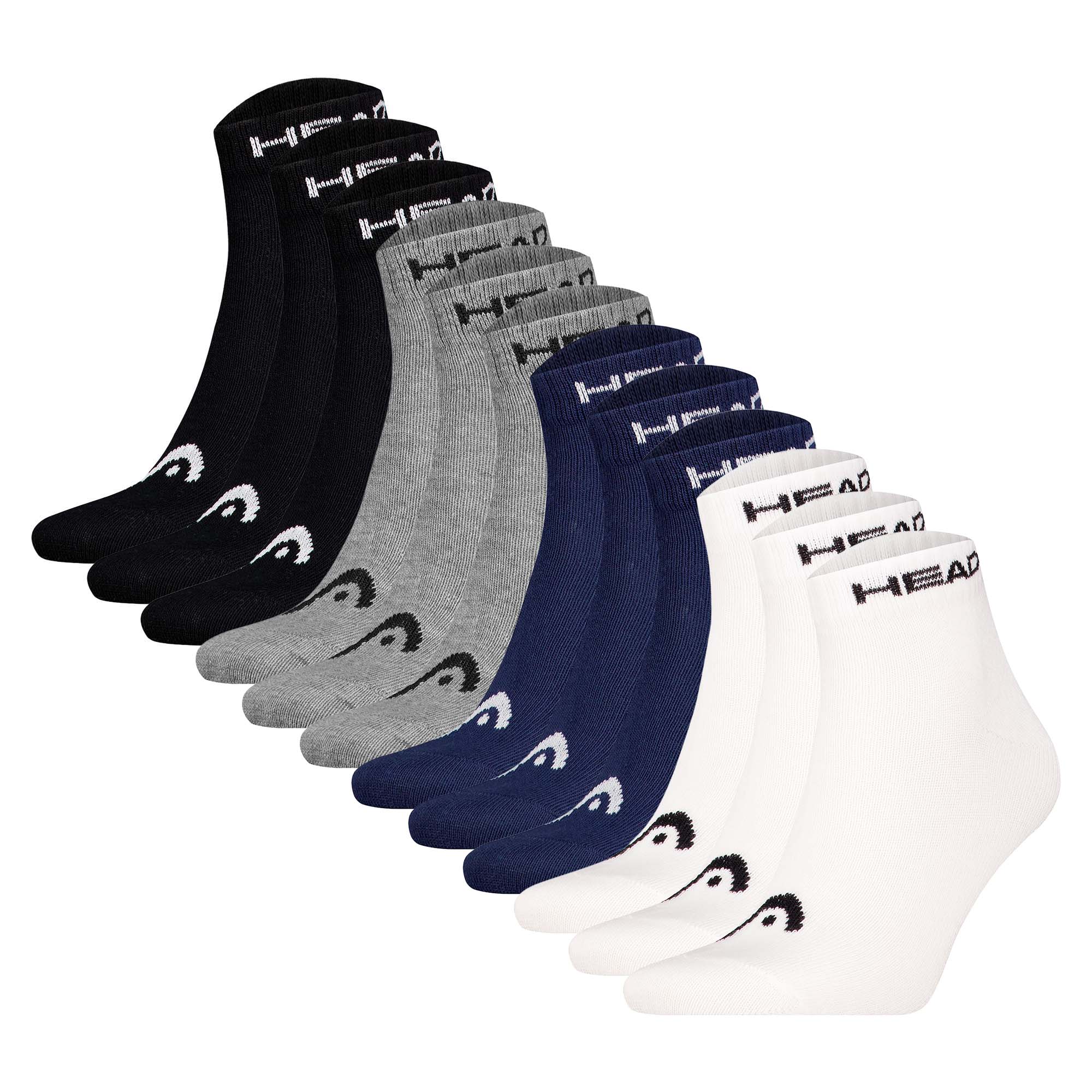 HEAD Unisex Quarter socks, 12-pack - Elements All Sport Quarter, logo, solid colour