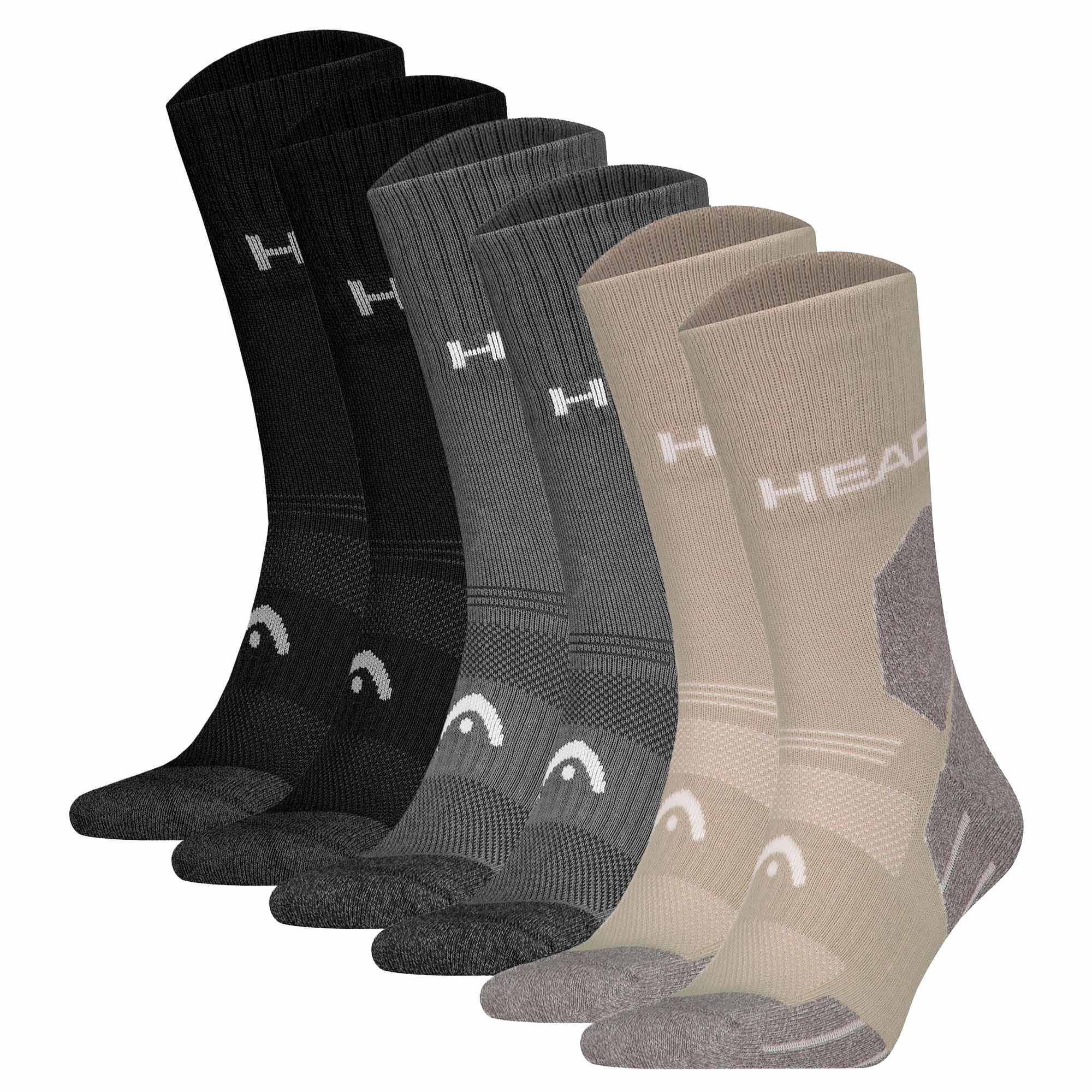 HEAD Unisex Wandersocken, 6er Pack - Hiking All Climates Crew, Sportsocken, Logo