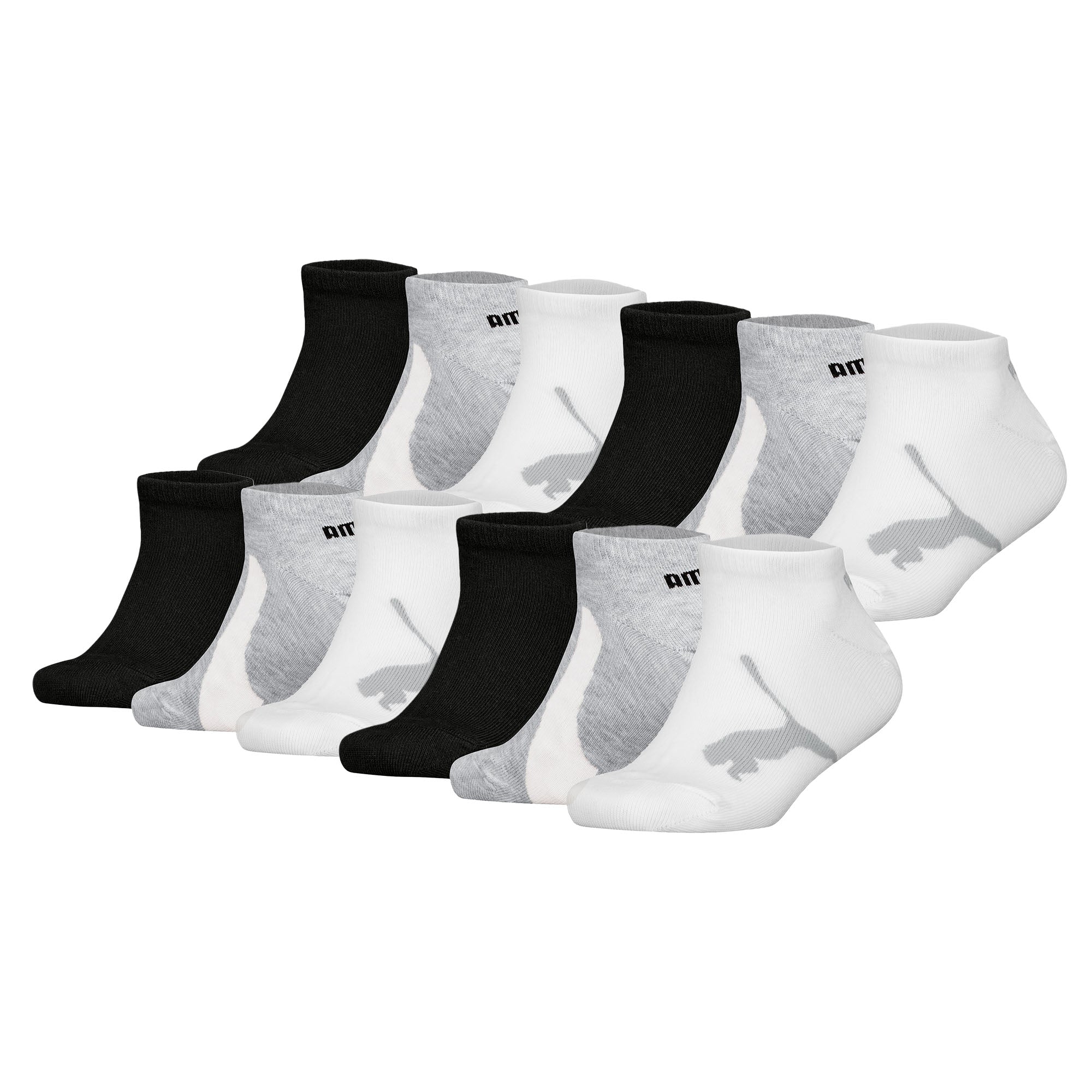 PUMA Kinder Sneakersocken, 12er Pack - BWT Sneaker 12P, Logos, einfarbig