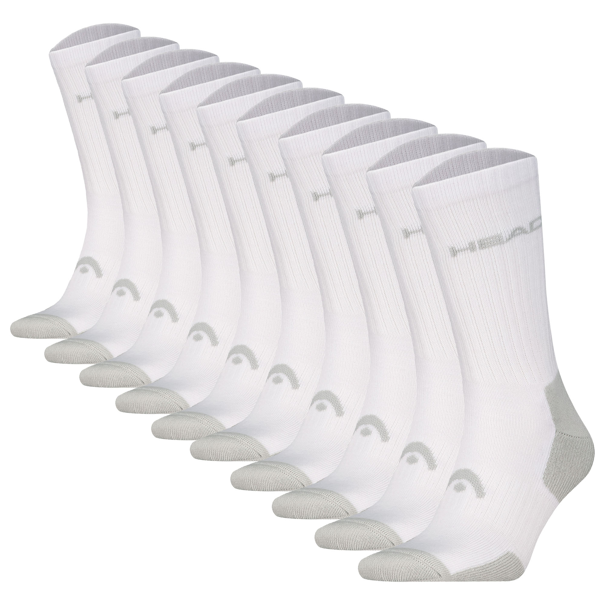 HEAD unisex tennis socks, 10-pack - ELEMENTS TENNIS CREW ECOM, sports socks