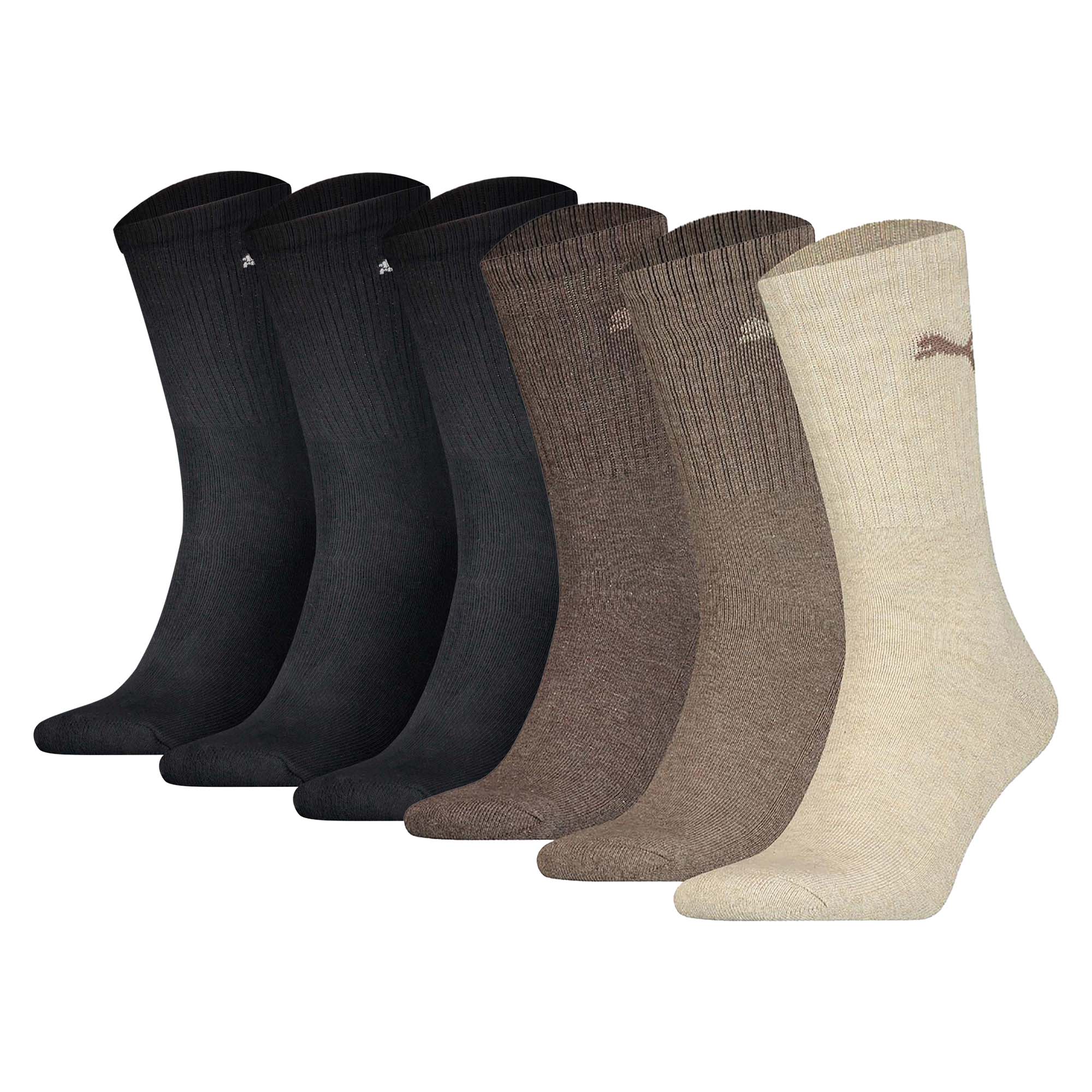 PUMA unisex sports socks, 6-pack - tennis socks, crew sports socks, solid colour (2x 3 pairs)