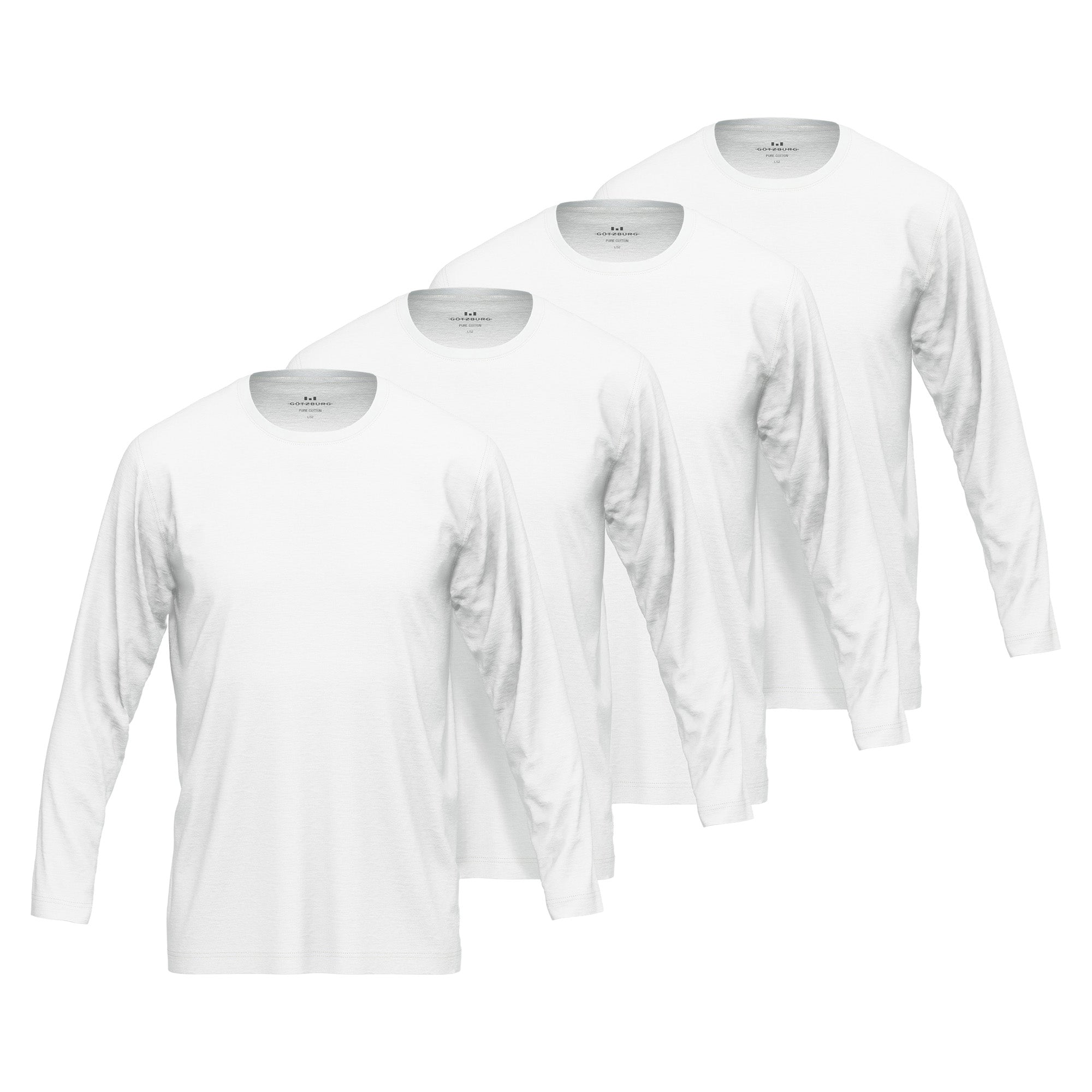 GÖTZBURG Herren Langarmshirt, 4er Pack - Baumwolle, Longsleeve, einfarbig