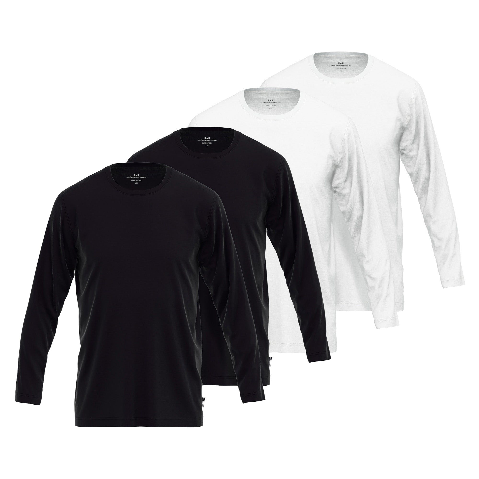 GÖTZBURG Men's long-sleeved shirt, pack of 4 - cotton, longsleeve, single-coloured