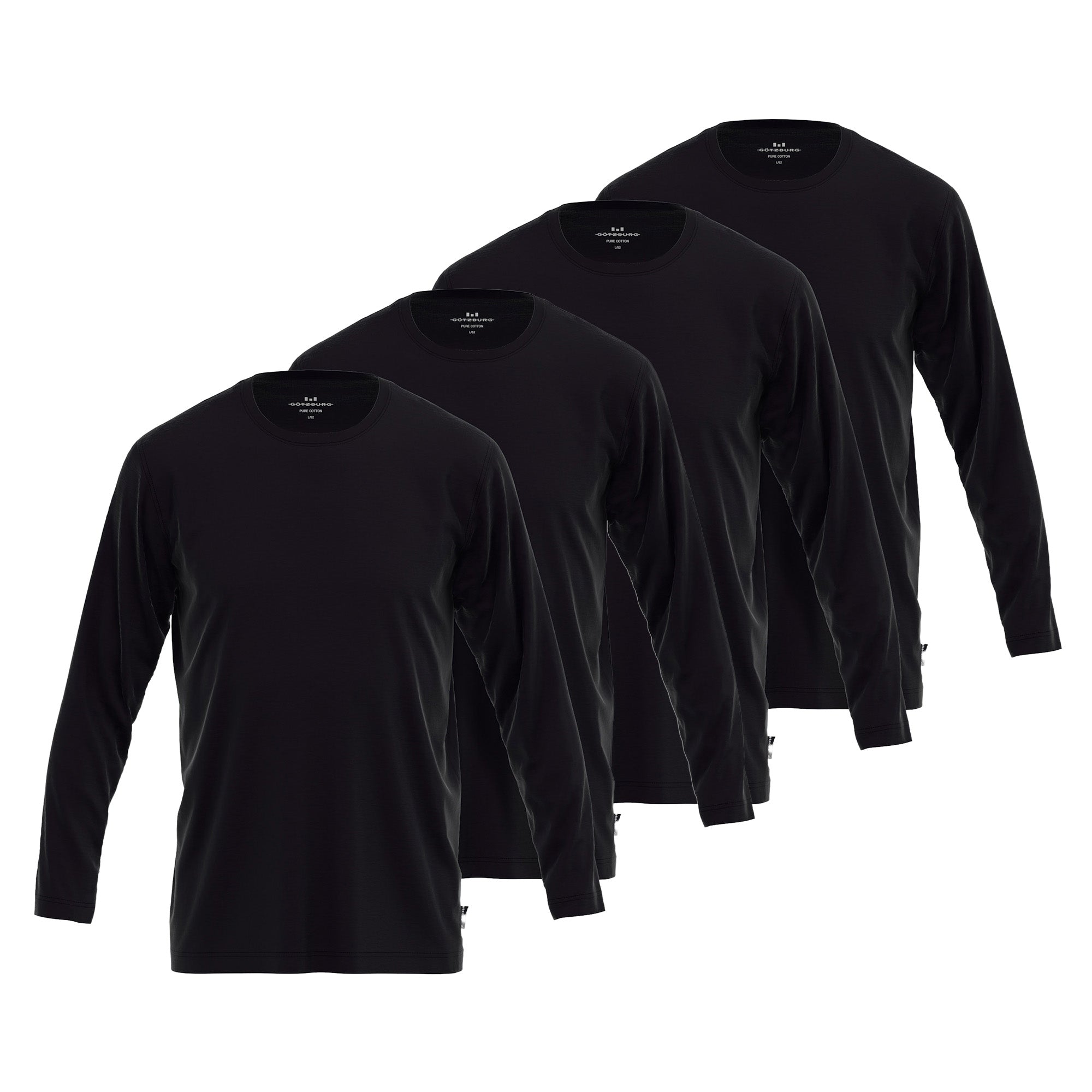 GÖTZBURG Herren Langarmshirt, 4er Pack - Baumwolle, Longsleeve, einfarbig