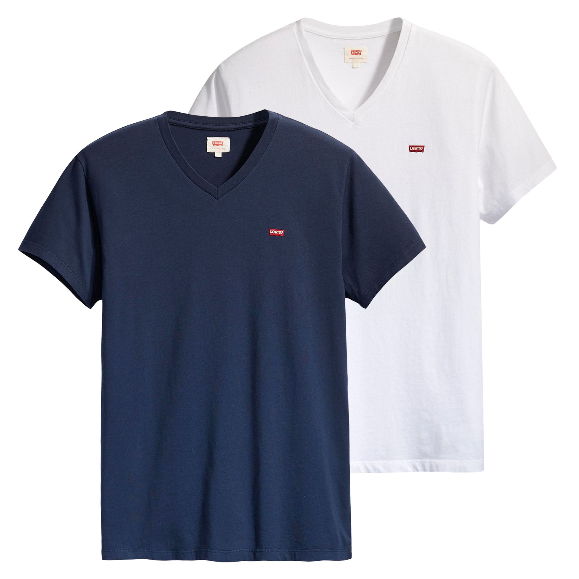 Levi's Herren T-Shirt 2er Pack - Original Housemark Tee, V-Ausschnitt, Baumwolle