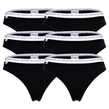 LACOSTE Damen Strings, 6er Pack - Thong, Unterwäsche, Cotton Stretch, Logobund, einfarbig