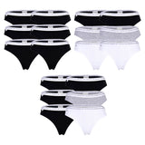 LACOSTE Damen Strings, 6er Pack - Thong, Unterwäsche, Cotton Stretch, Logobund, einfarbig