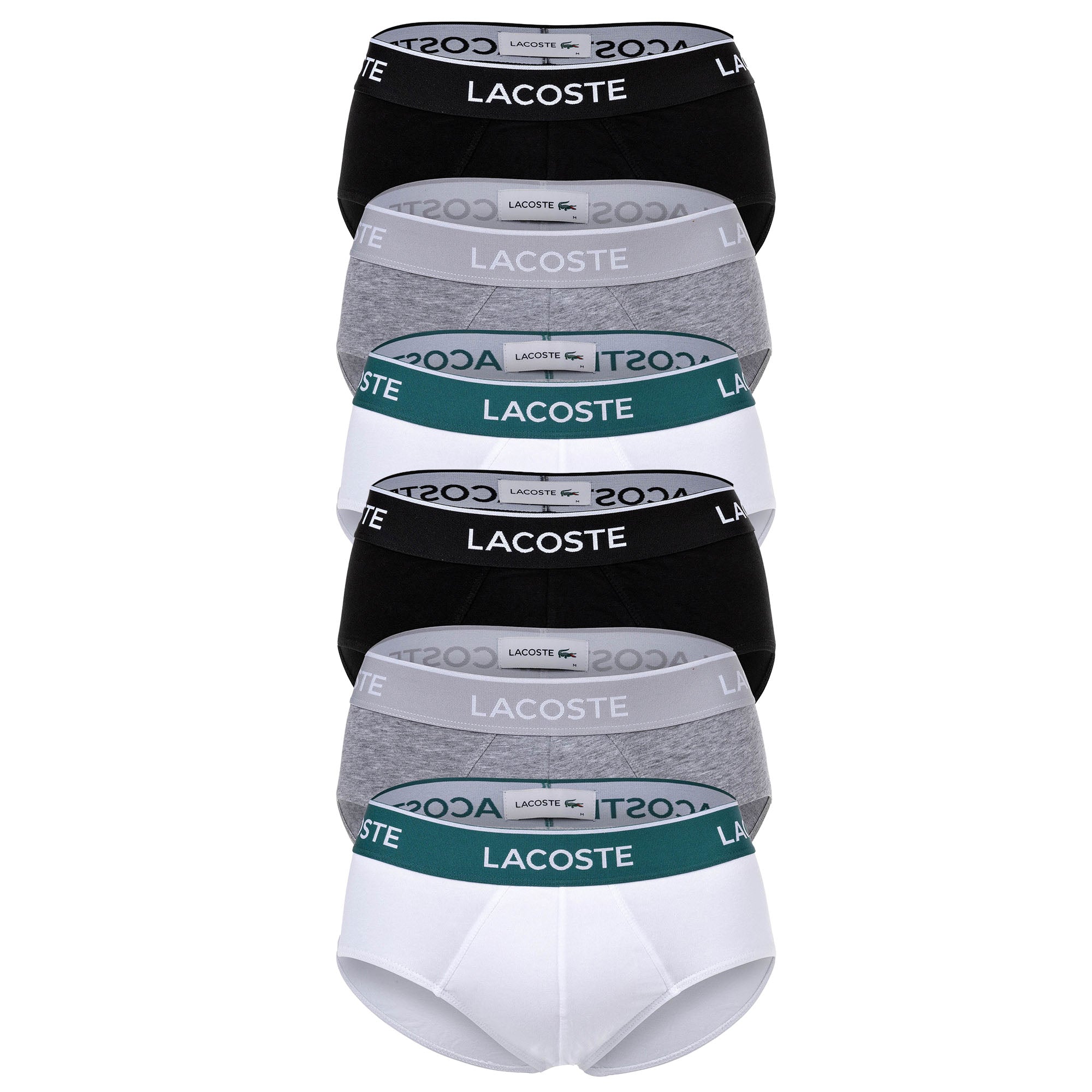 LACOSTE Herren Slips, 6er Pack - Casual, Briefs, Cotton Stretch, Logobund