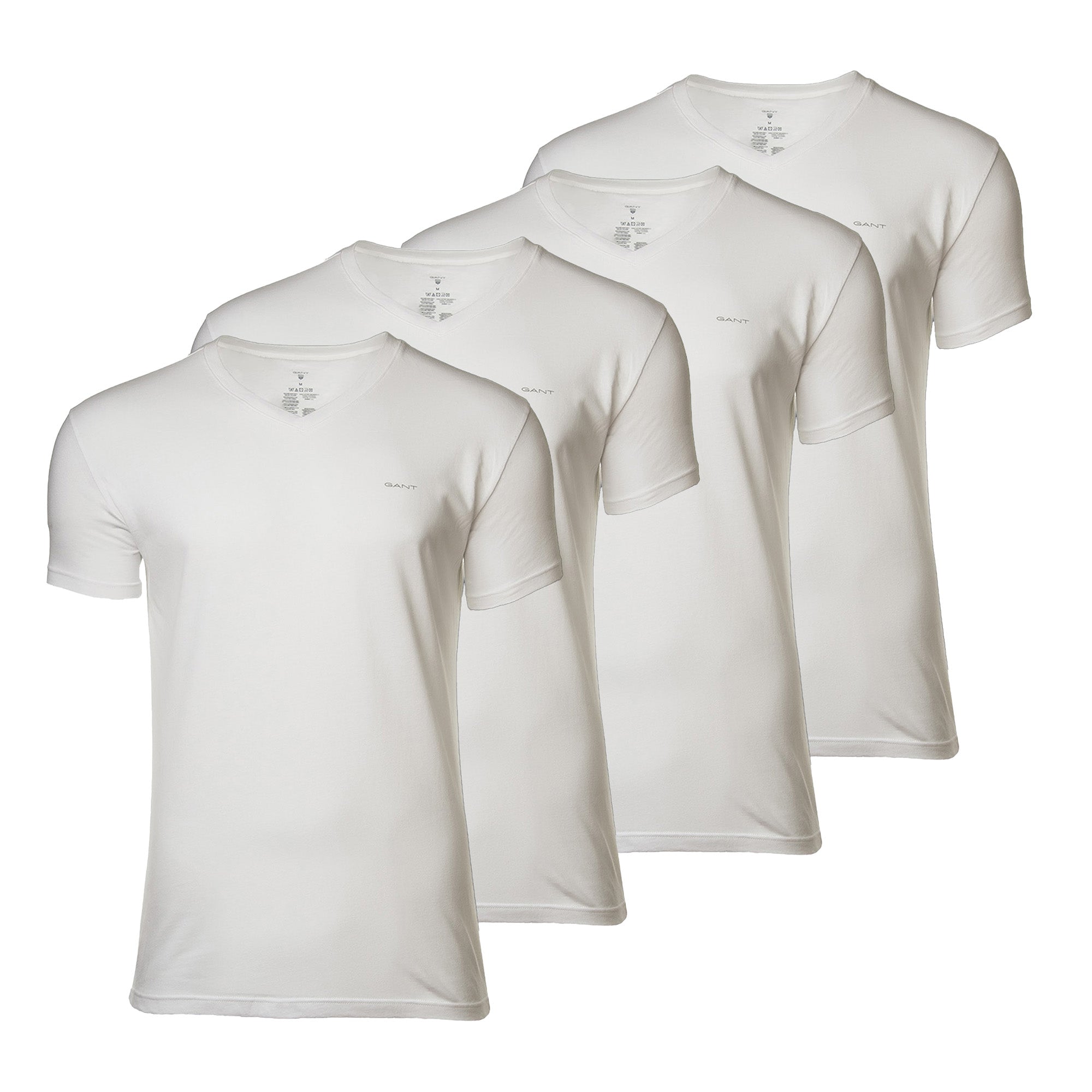 GANT Herren T-Shirt, 4er Pack - V-NECK T-SHIRT 4-PACK, V-Ausschnitt, kurzarm, Cotton