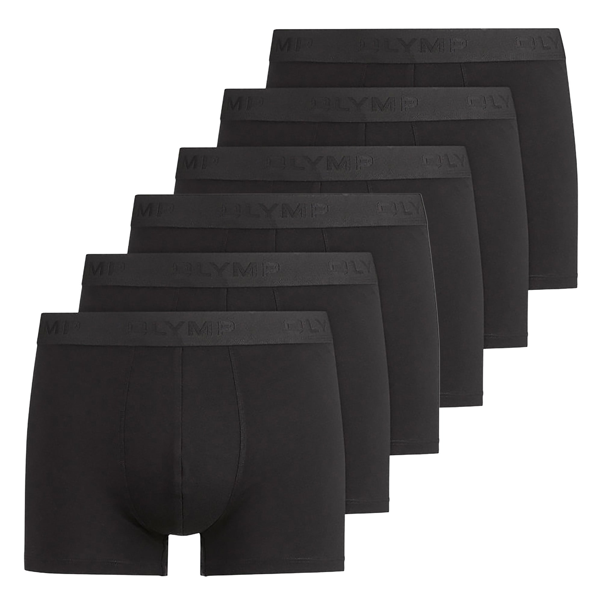 OLYMP Herren Boxershorts, 6er Pack - Trunks, Cotton Stretch, Logo, einfarbig