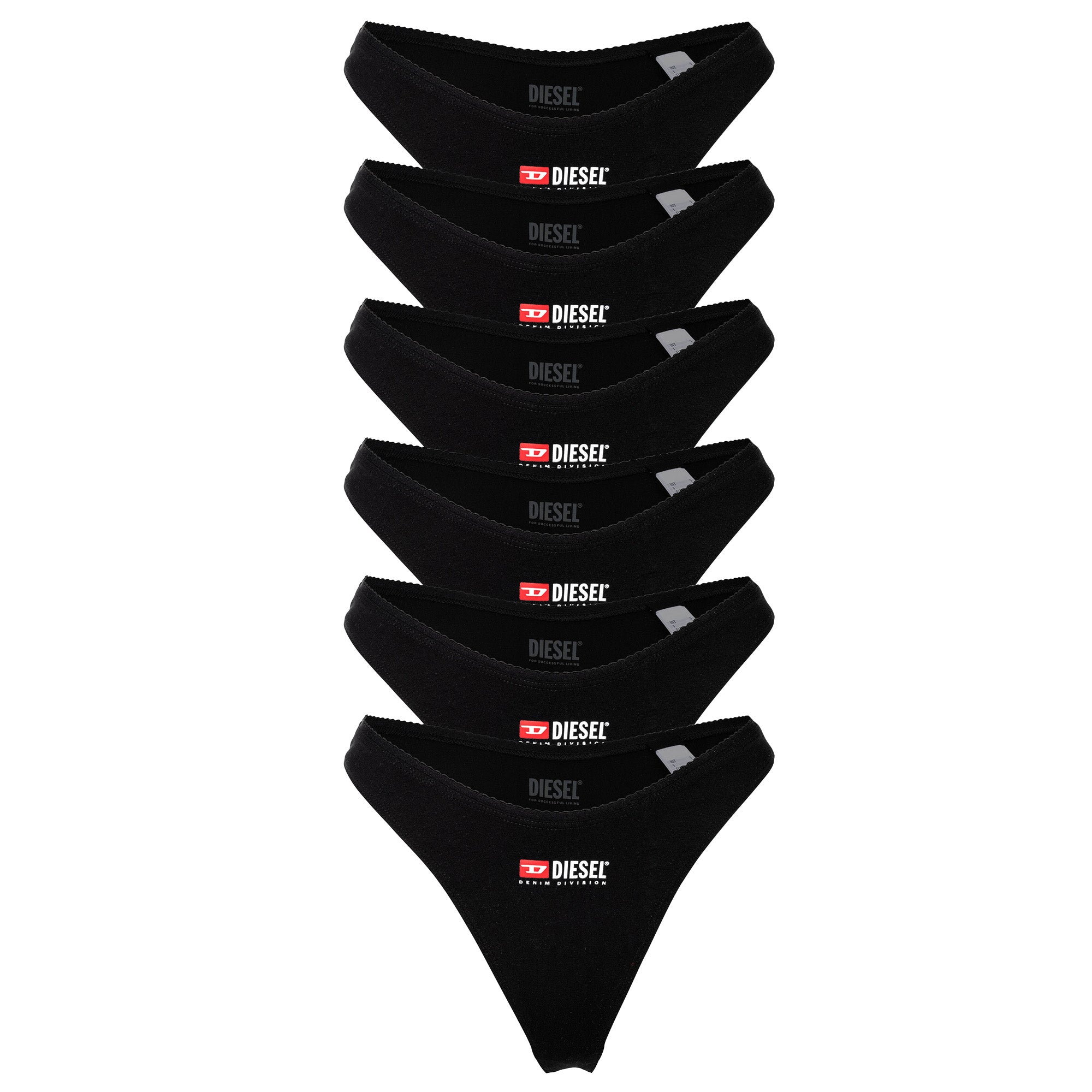 DIESEL Damen Tanga, 6er Pack - PUNCHY-D-CORE, Cotton Stretch, Logo