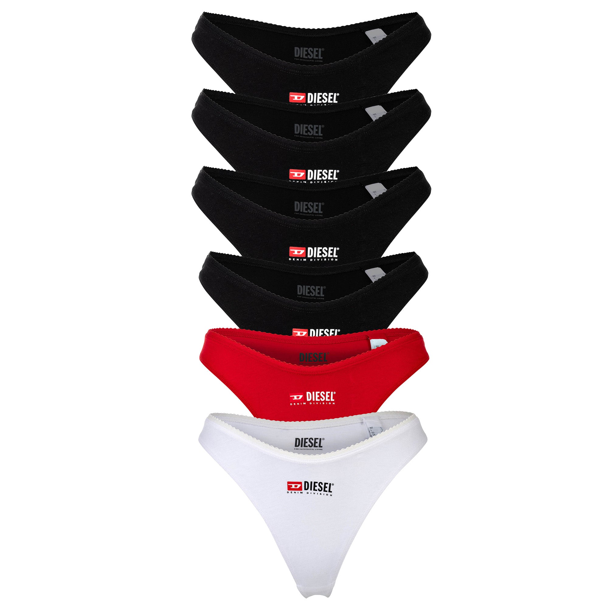 DIESEL Damen Tanga, 6er Pack - PUNCHY-D-CORE, Cotton Stretch, Logo