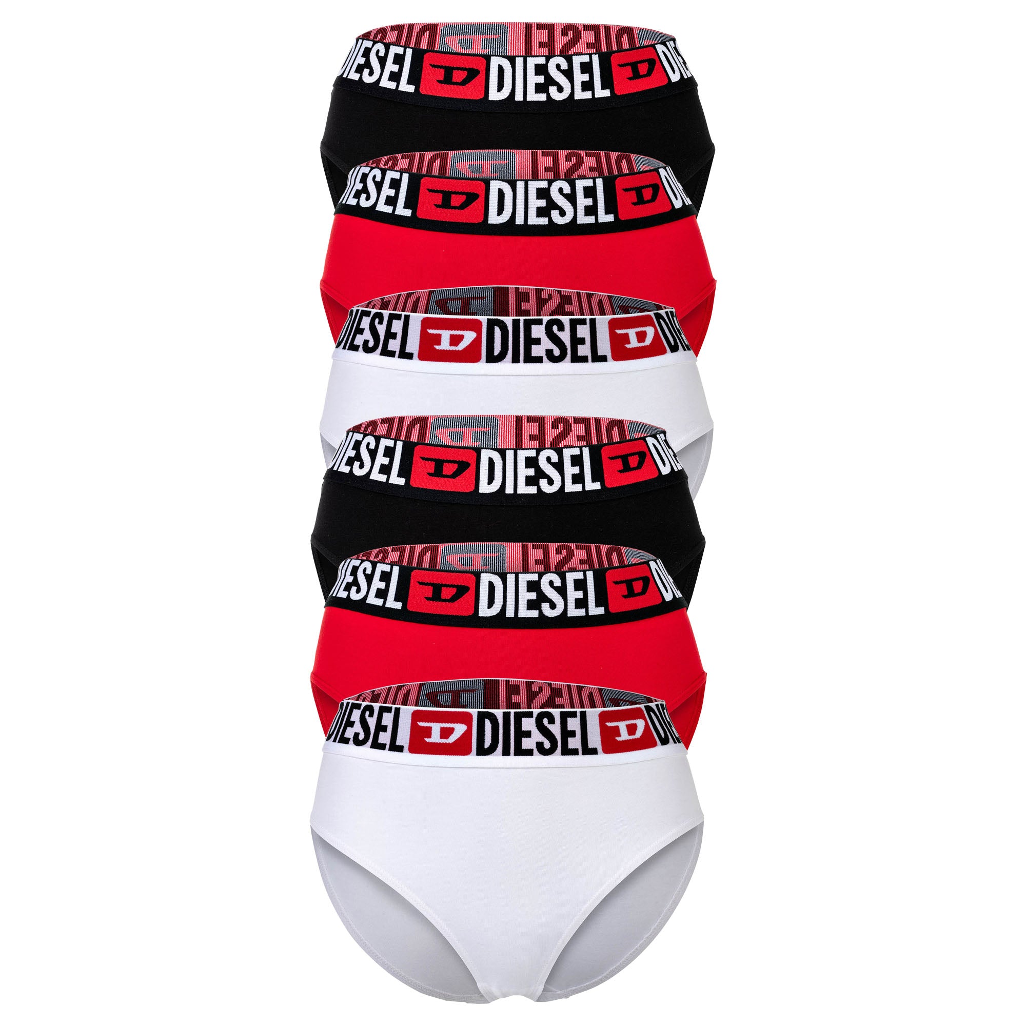 DIESEL Damen Highwaist-Slips, 6er Pack - SAM-D-CORE, Cotton Stretch, Logobund