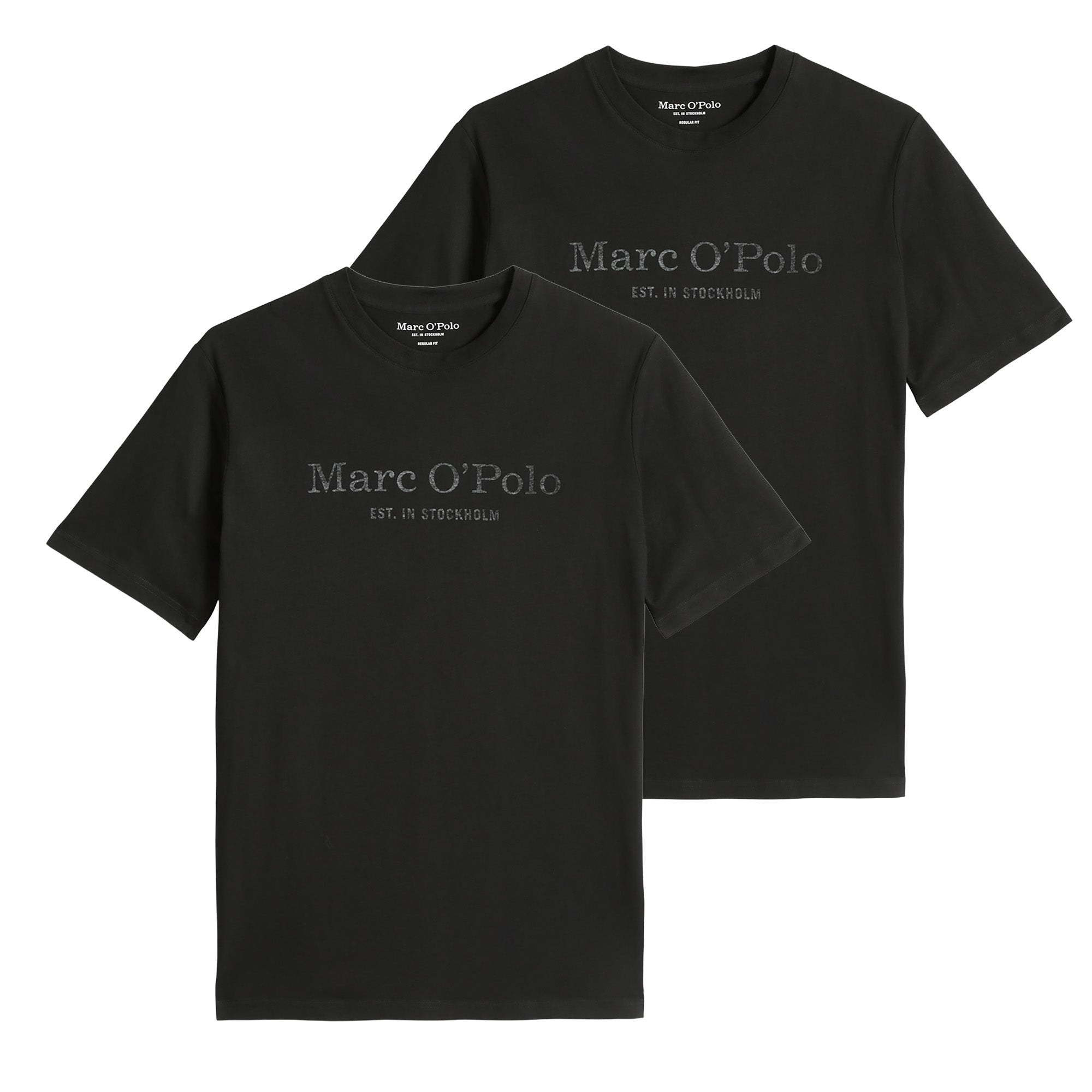 Marc O'Polo Herren T-Shirt, 2er Pack - Big-Logo, Regular Fit, Baumwolle, Logoprint, uni
