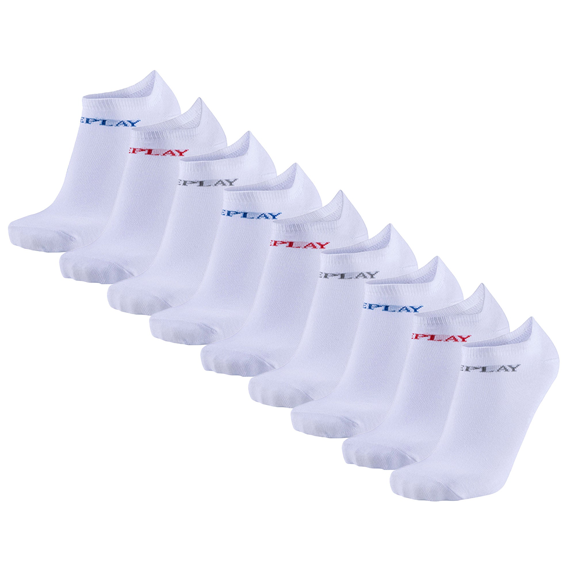 REPLAY Unisex Sneaker Socken, 9er Pack - Kurzsocken, Baumwolle, Logo, einfarbig, kurz