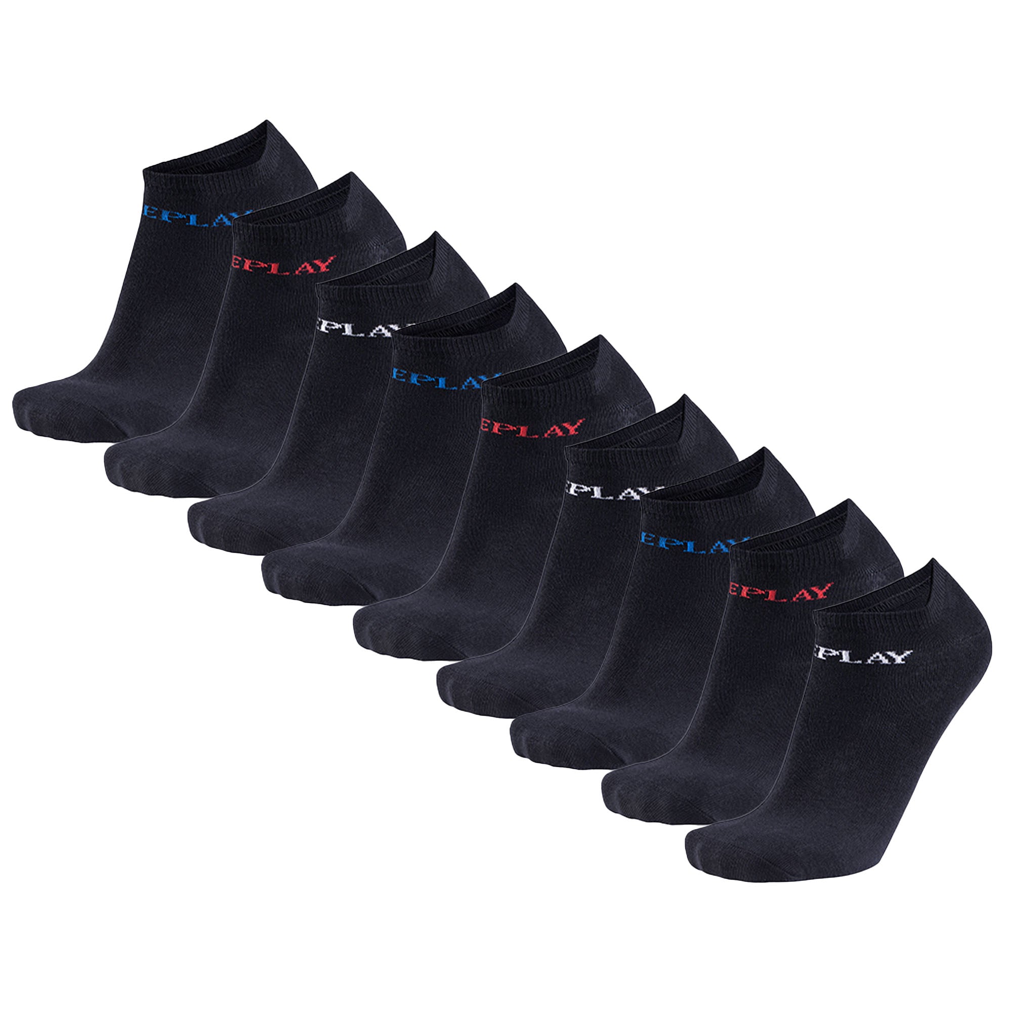 REPLAY Unisex Sneaker Socken, 9er Pack - Kurzsocken, Baumwolle, Logo, einfarbig, kurz