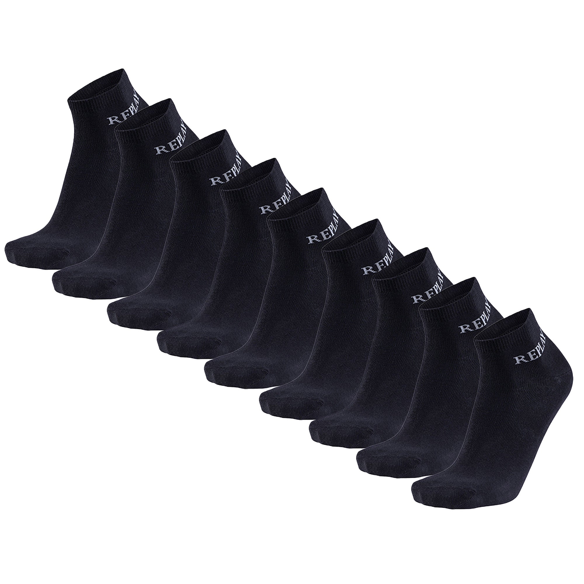 REPLAY Unisex Quarter Socken, 9er Pack - Kurzsocken, Baumwolle, Logo, einfarbig