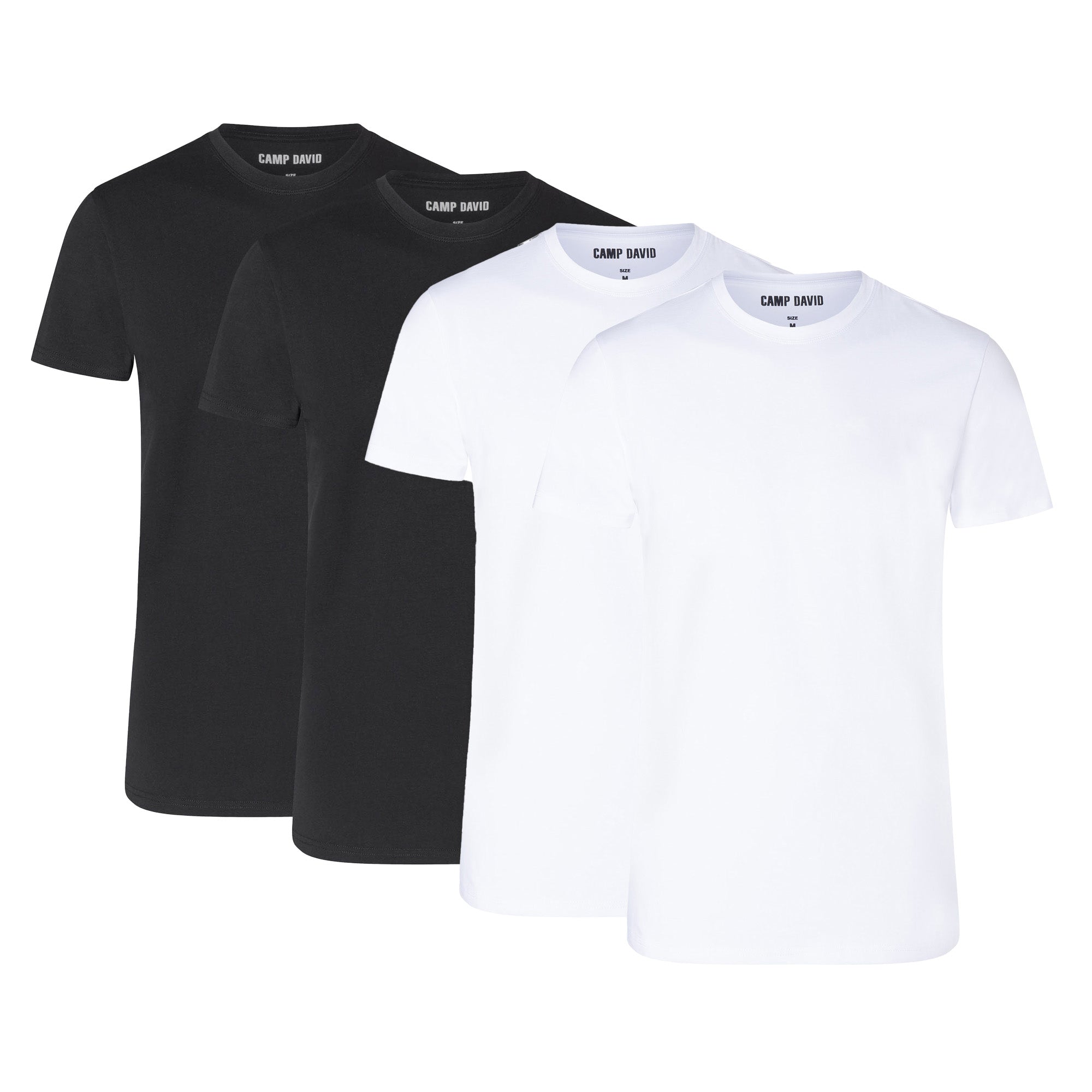 CAMP DAVID Men's T-Shirts, 4-Pack - Crew Neck T-Shirt 4P, Cotton Stretch