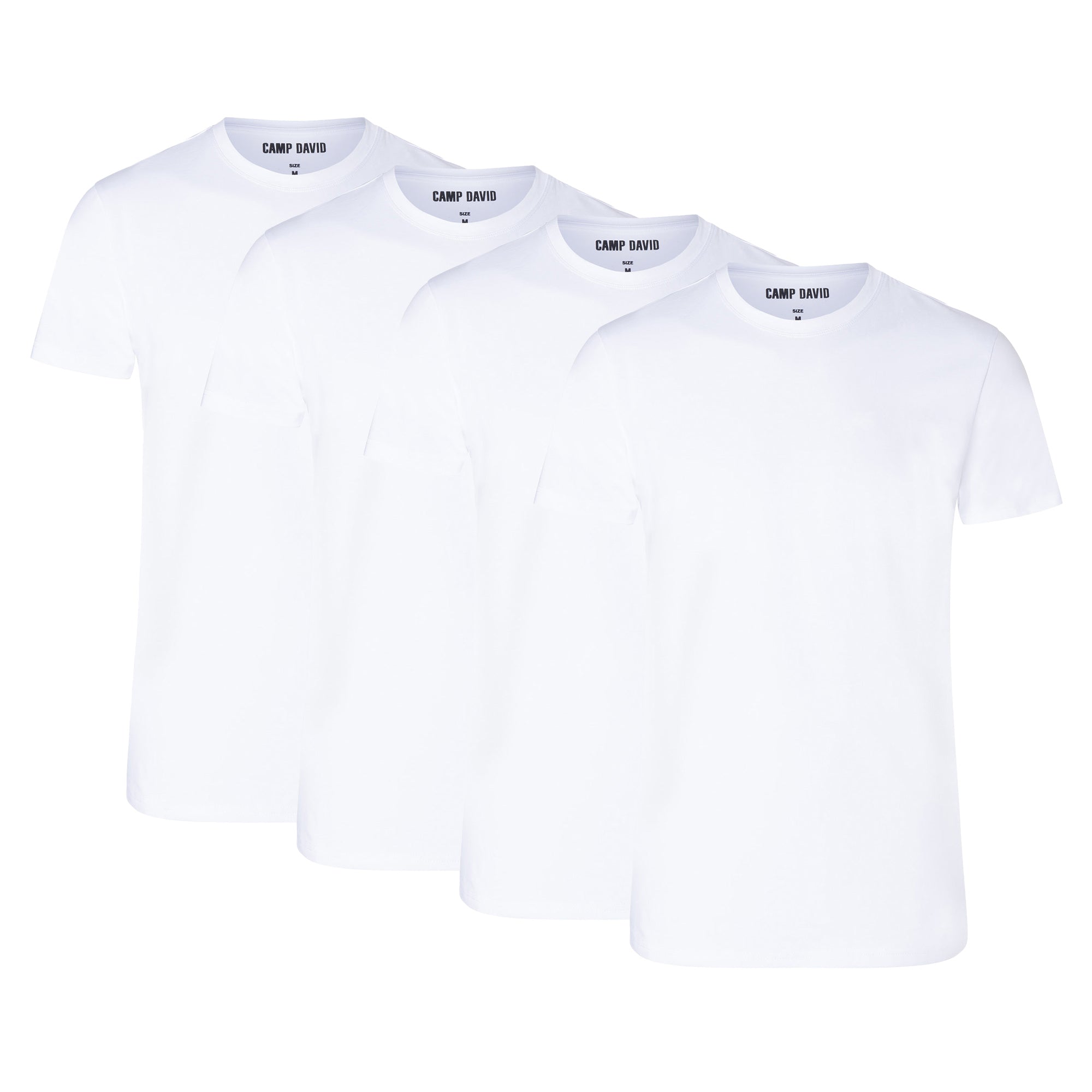 CAMP DAVID Herren T-Shirts, 4er Pack - Crew Neck T-Shirt 4P, Cotton Stretch