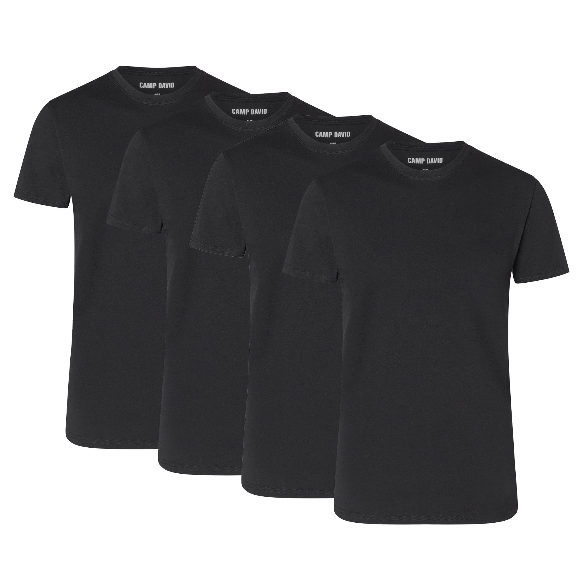 CAMP DAVID Herren T-Shirts, 4er Pack - Crew Neck T-Shirt 4P, Cotton Stretch