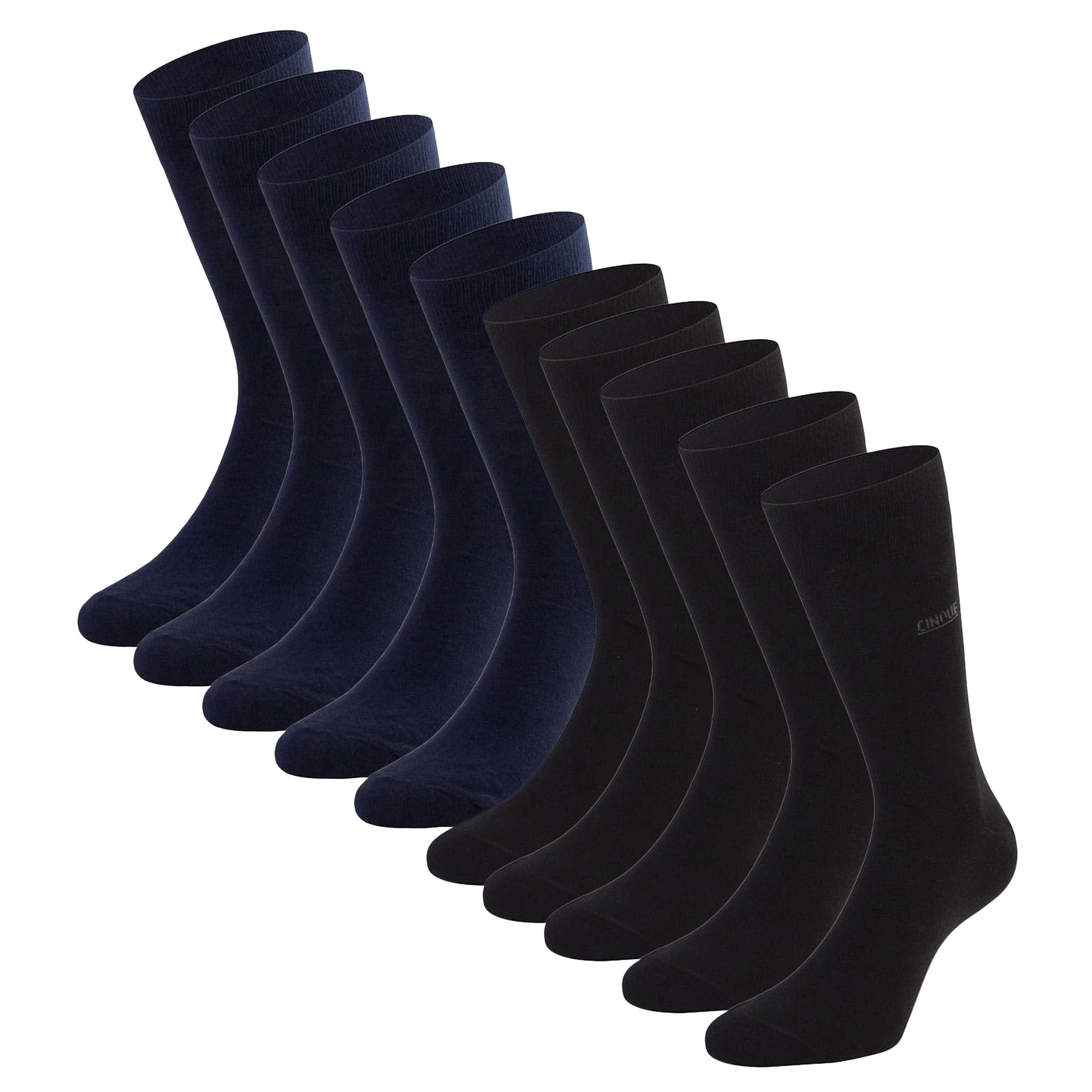 CINQUE Herren Socken, 10er Pack - Business-Socken, Baumwollmischung, Logo, einfarbig