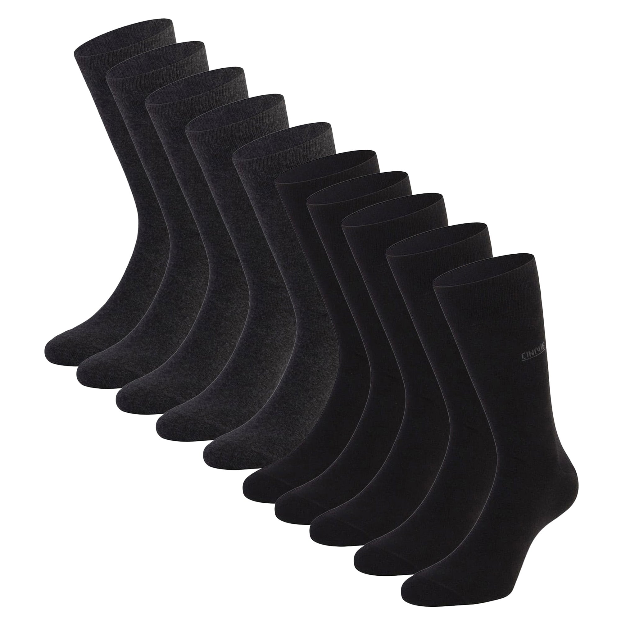 CINQUE Herren Socken, 10er Pack - Business-Socken, Baumwollmischung, Logo, einfarbig
