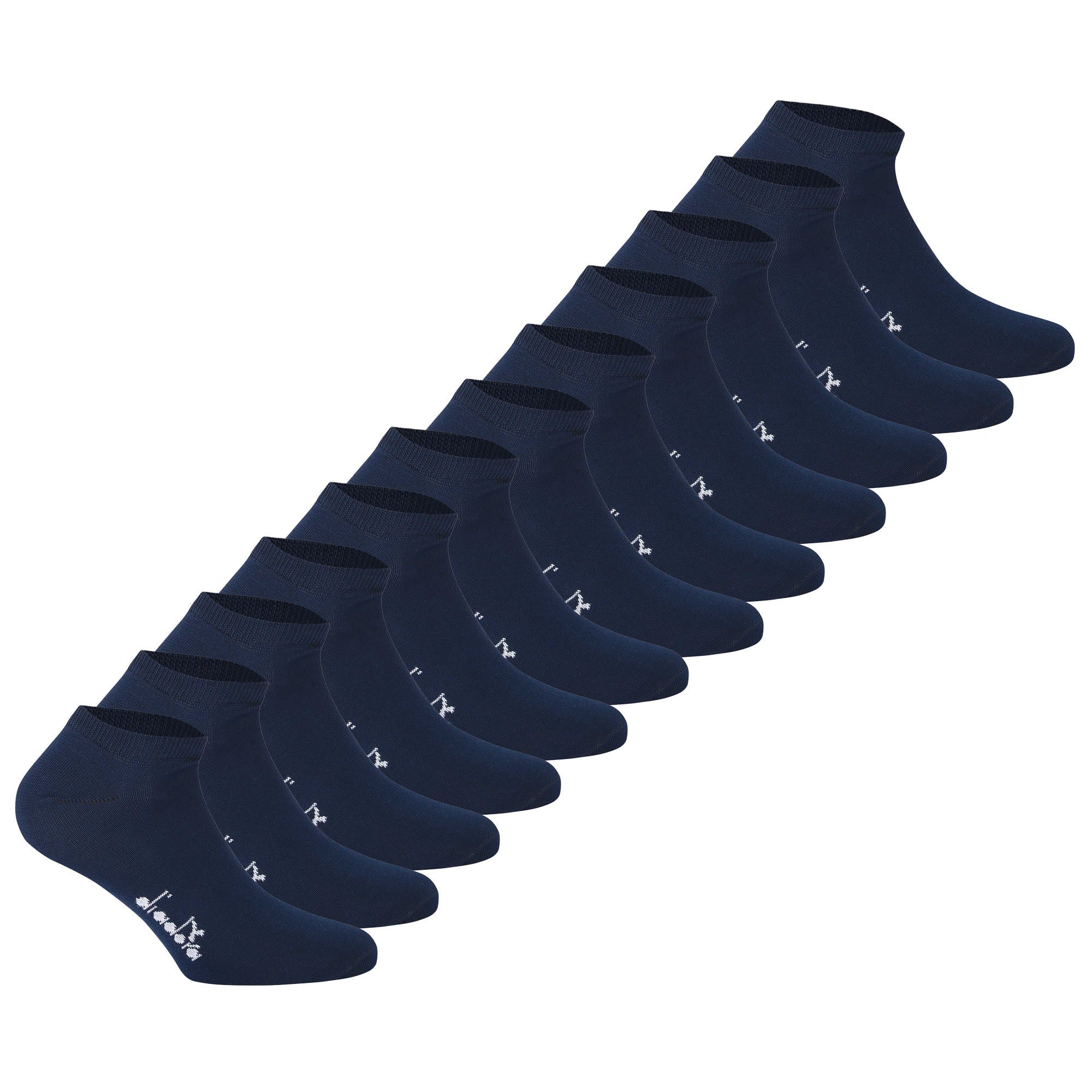 Diadora Unisex Sneaker Socken, 12er Pack - Sportsocken, Mercerisierte Baumwolle, Logo, einfarbig