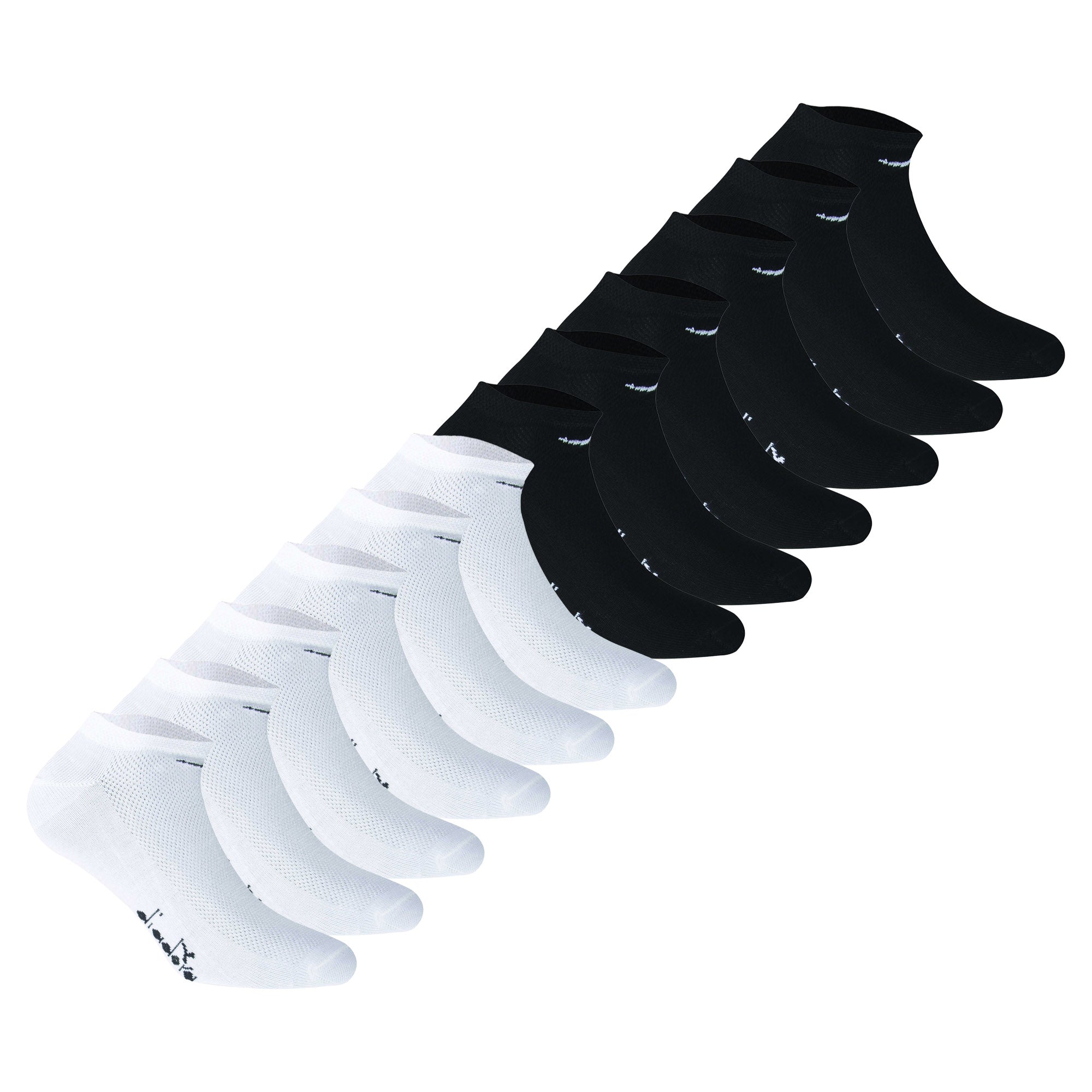 Diadora Unisex Sneaker Socken, 12er Pack - Socken, Mercerisierte Baumwolle, Logo, einfarbig