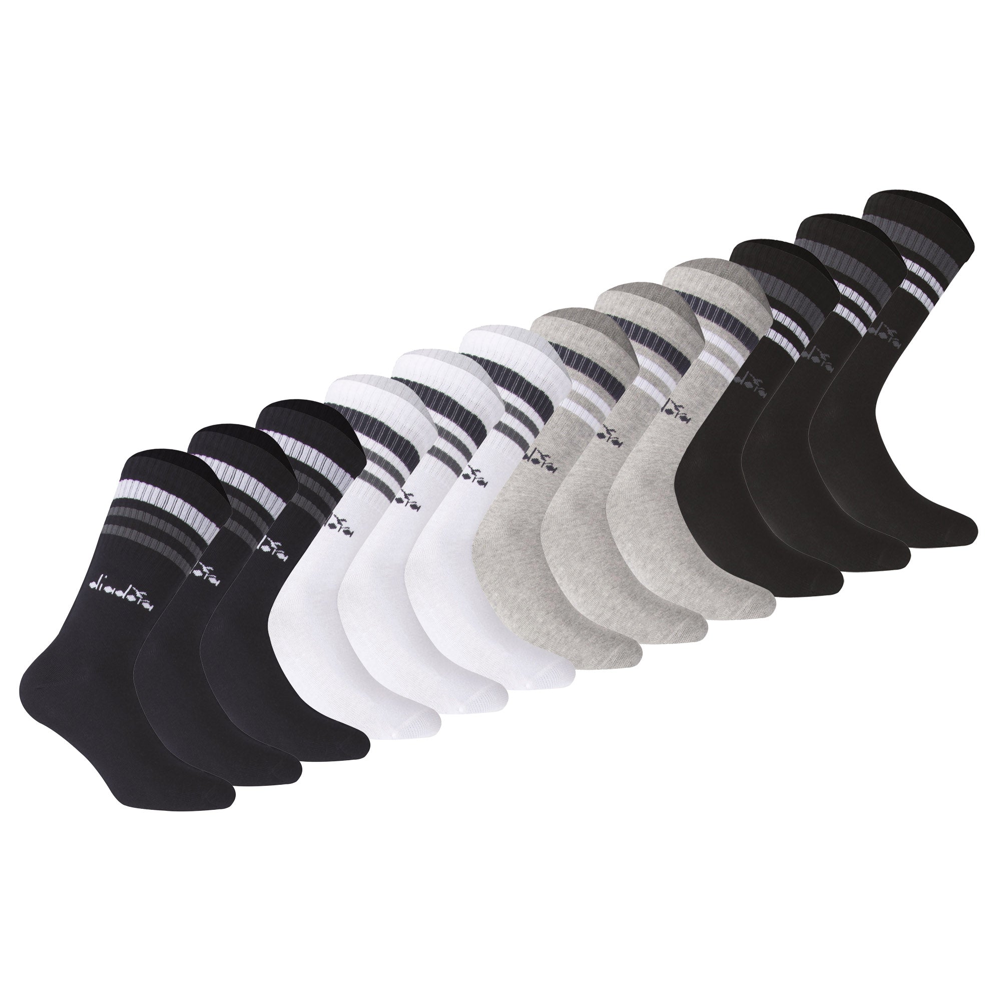 Diadora Unisex Tennissocken - 12er Pack, Logo, Streifen