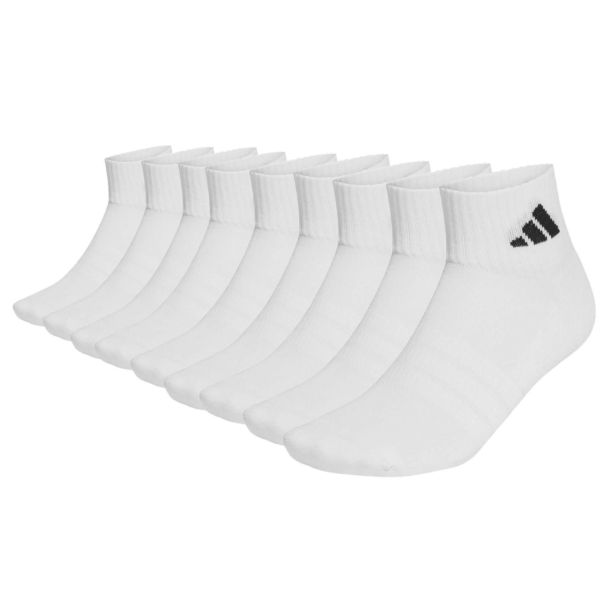 adidas Unisex Quarter Socks, 9-pack - Cushioned Sportswear Ankle Socks, logo, padded, solid color