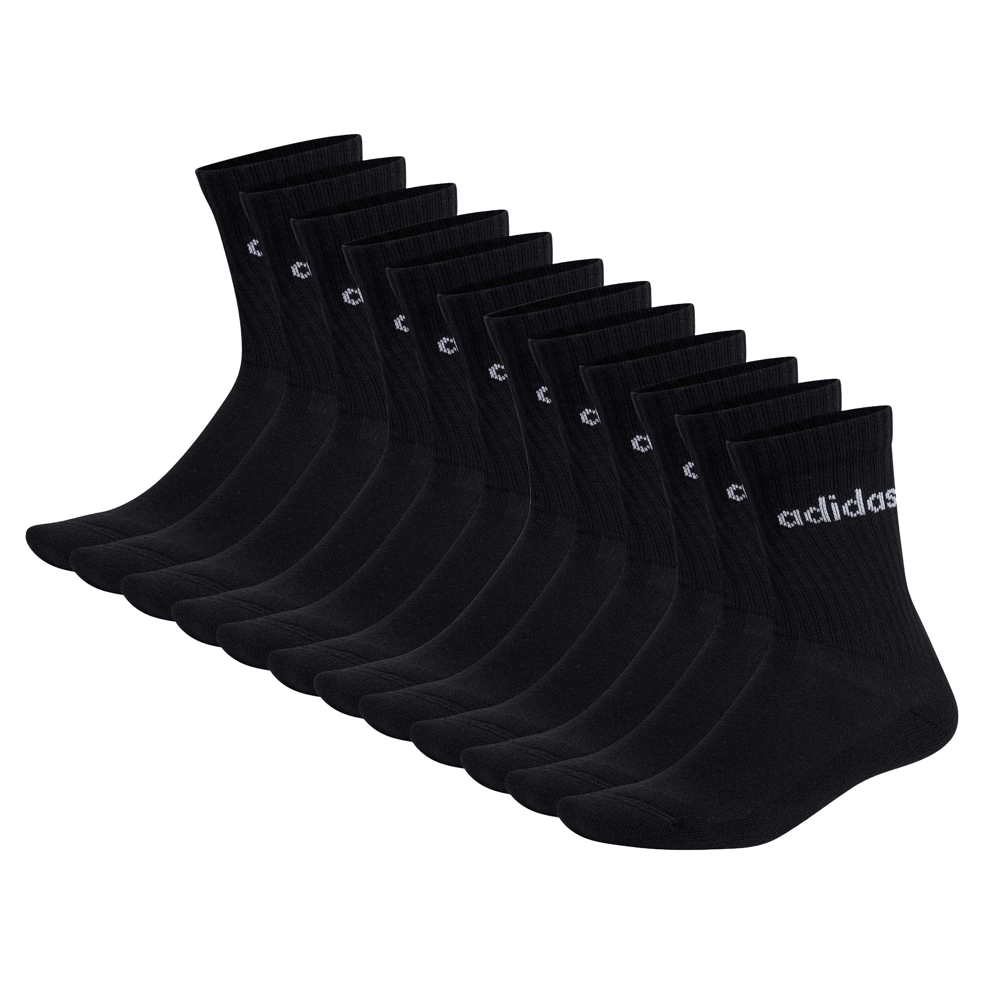 adidas Unisex Socken, 12er Pack - Linear Crew Cushioned, Logo, gepolstert, einfarbig