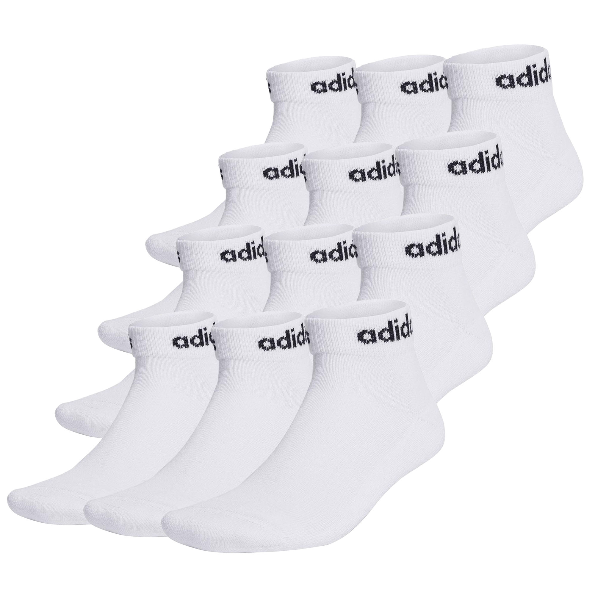 adidas Unisex Quarter Socken, 12er Pack - Linear Cushioned Ankle, Logo, gepolstert, einfarbig