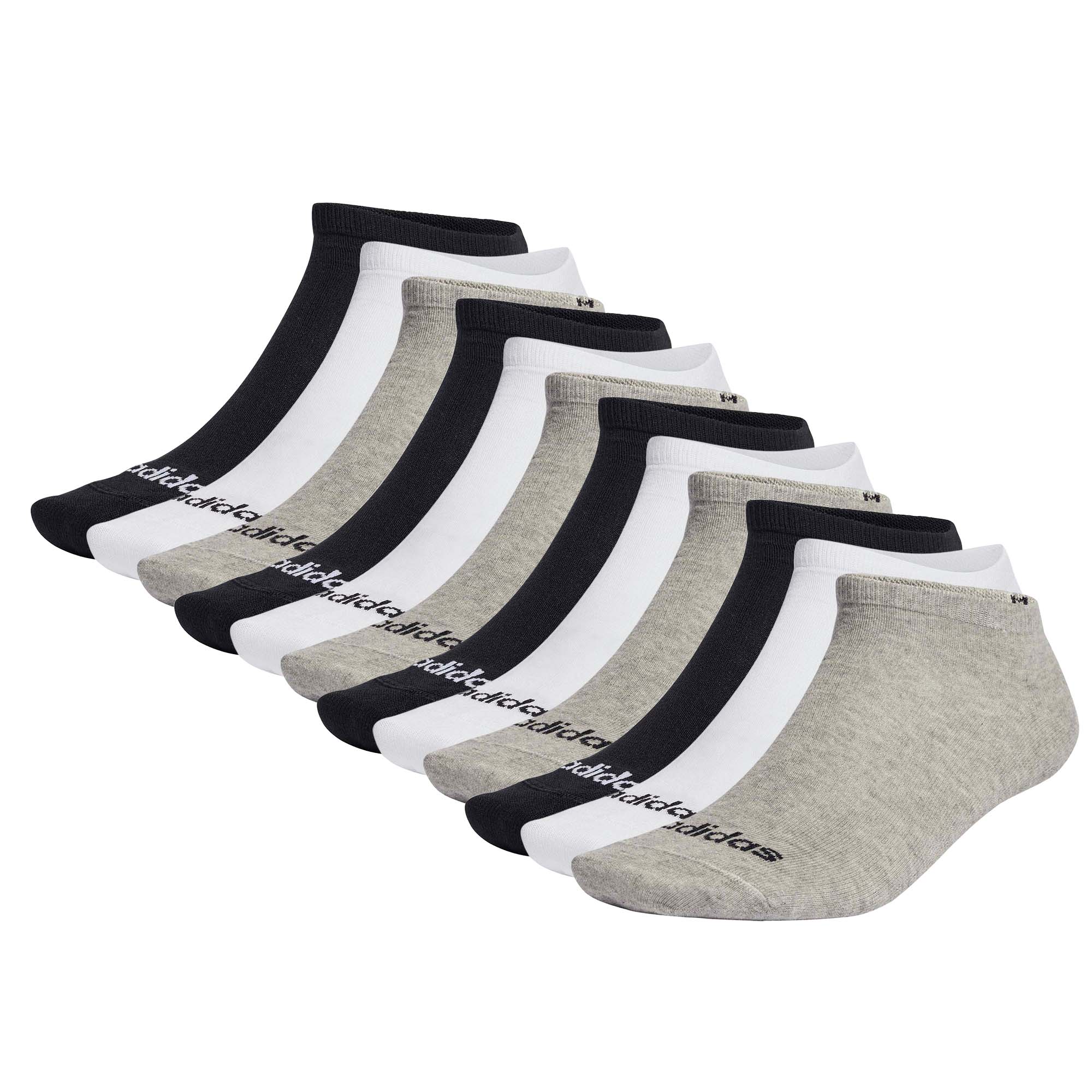 adidas Unisex Sneaker Socks, 12-Pack - Thin Linear Low-Cut, Rhin Socks, Logo, Solid Color