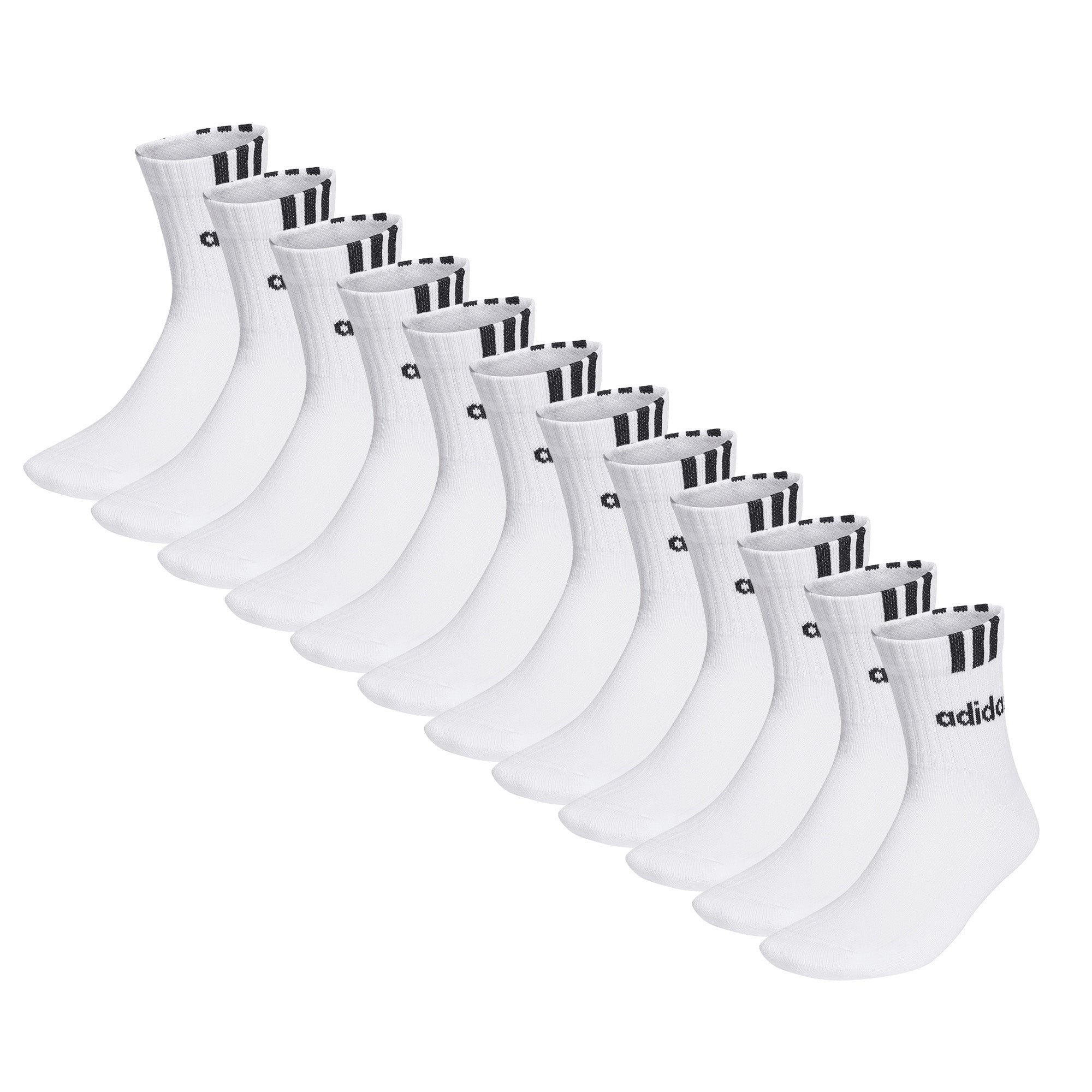 adidas Unisex Quarter Socken, 12er Pack - Cushioned 3S Linear, Logo, einfarbig