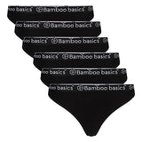 Bamboo basics Damen String EMMA, 6er Pack - Logo-Bund, atmungsaktiv, Single Jersey