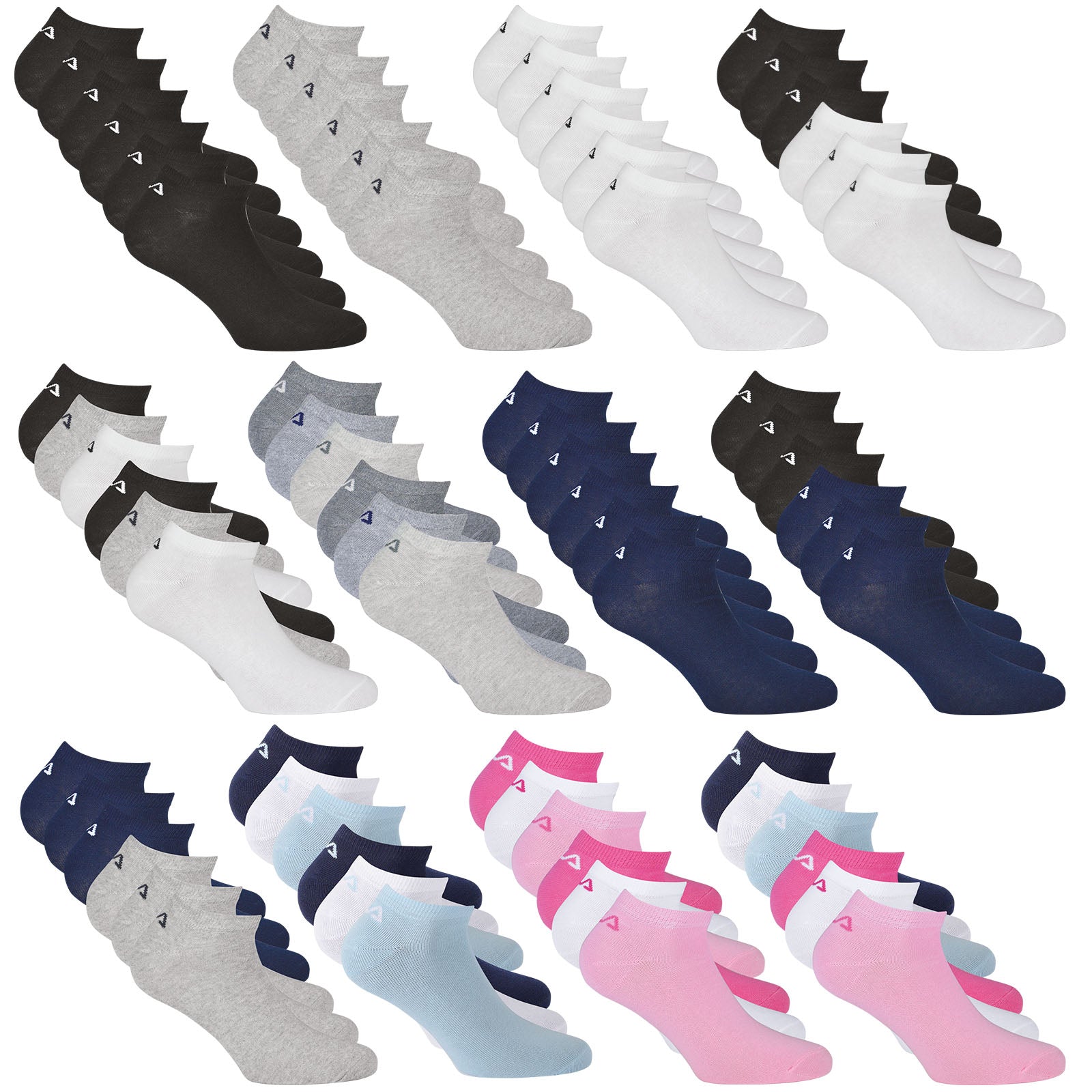 FILA Unisex Sneaker Socken, 6er Pack - Invisible, kurze Socken, Logo (2x 3 Paar)