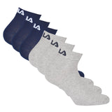 FILA Unisex Quarter Socken, 6er Pack - Kurzsocken, Training, Sport, Logo (2x 3 Paar)