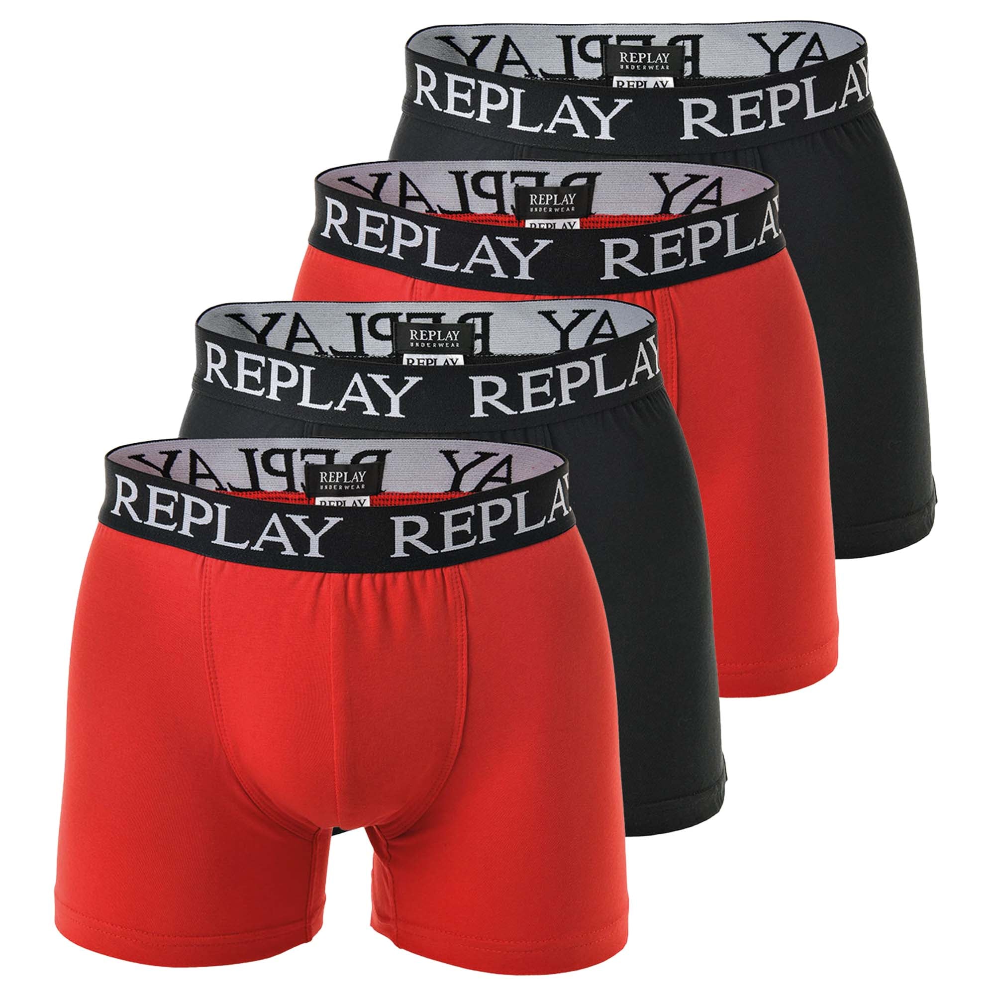 REPLAY Herren Boxer Shorts, 4er Pack - Trunks, Cotton Stretch