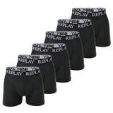 REPLAY Herren Boxershorts, 6er Pack - Unterhosen, Baumwolle, Logo, einfarbig