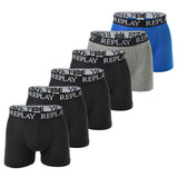 REPLAY Herren Boxershorts, 6er Pack - Unterhosen, Baumwolle, Logo, einfarbig