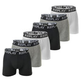REPLAY Herren Boxershorts, 6er Pack - Unterhosen, Baumwolle, Logo, einfarbig