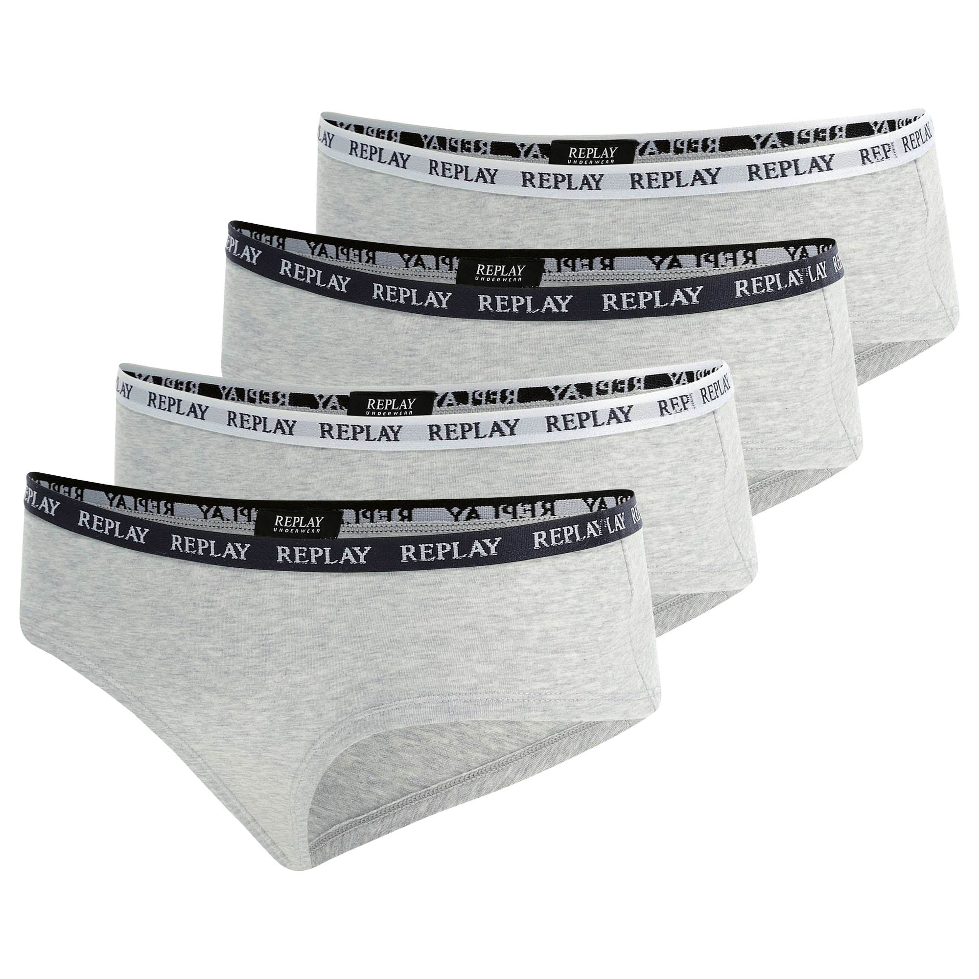 REPLAY Damen Panties, 4er Pack - Slip, Logobund, Baumwollmischung
